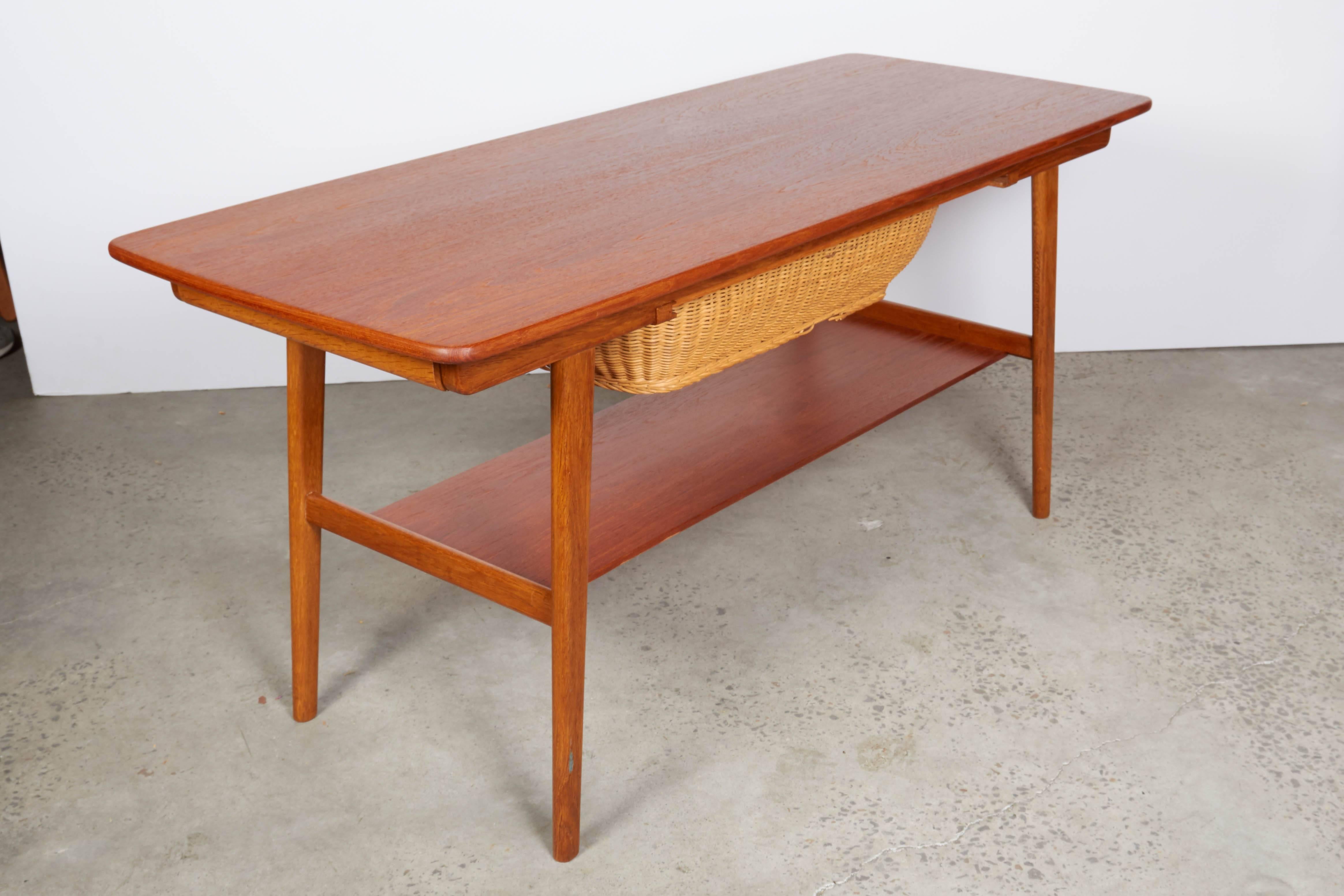 1950s Teak Coffee Table or Sewing Table In Excellent Condition In New York, NY