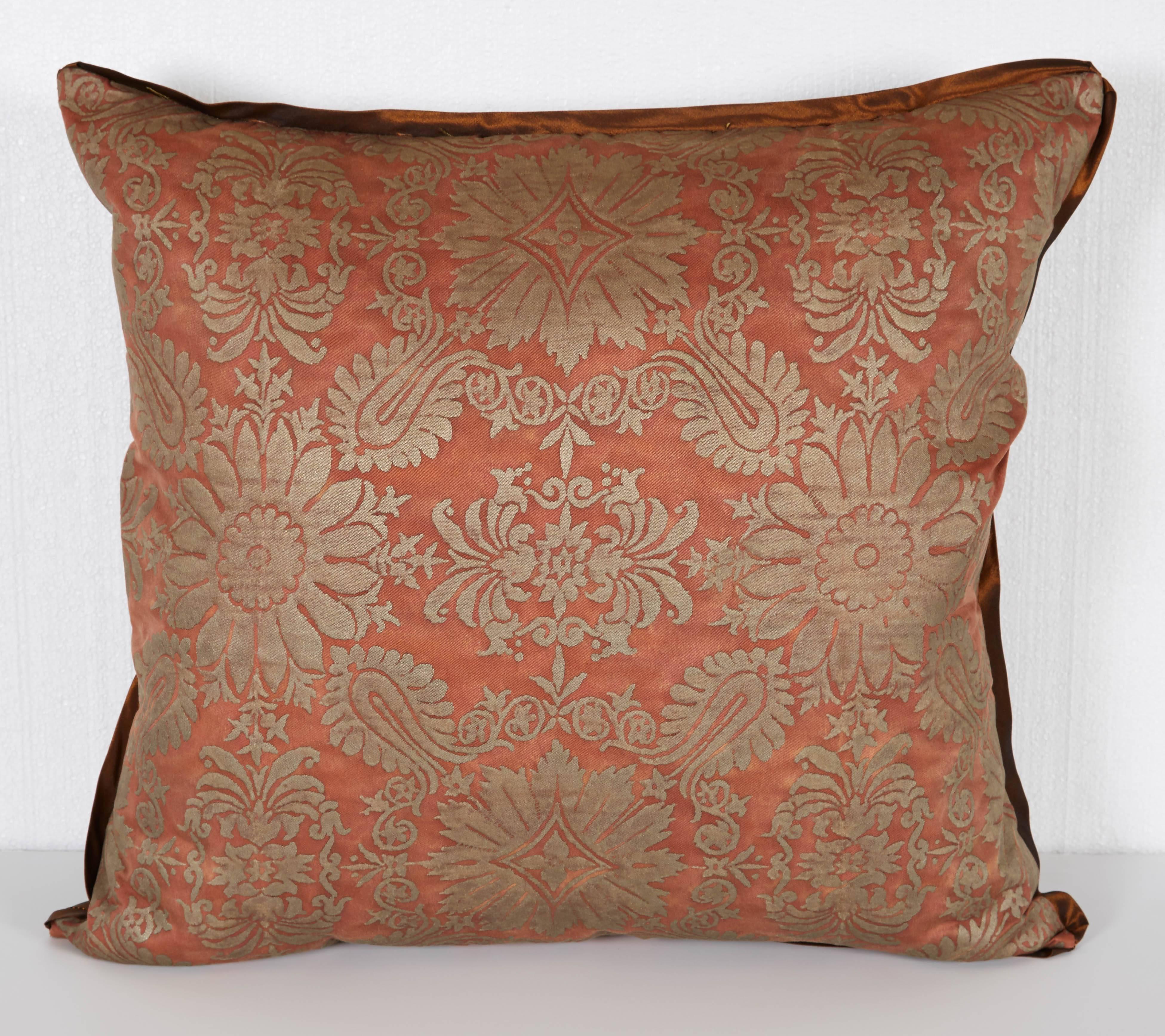 American Pair of Fortuny Fabric Cushion in the Impero Pattern