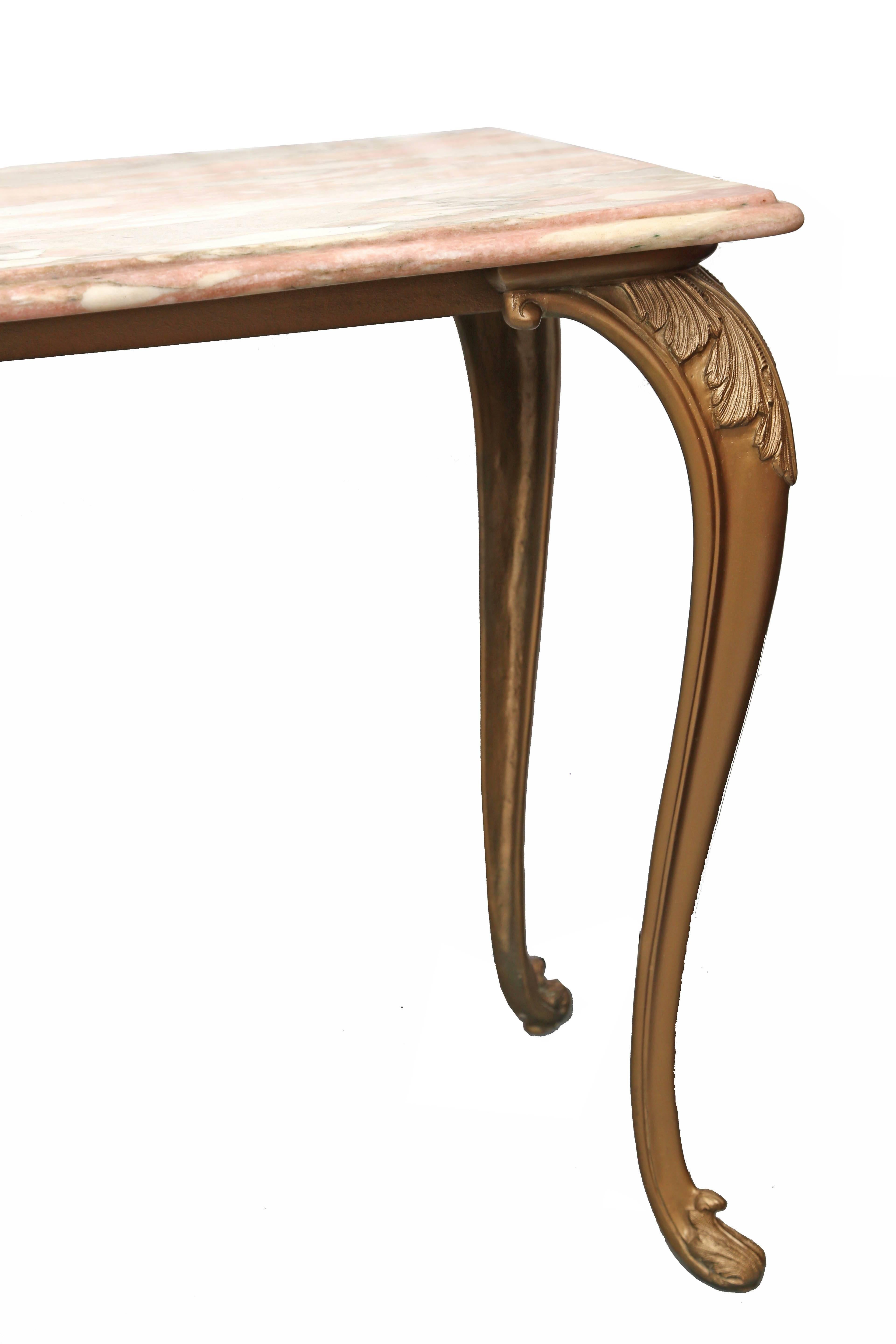Neoclassical Italian Bronze and Marble Console Table, 1940s, Italy