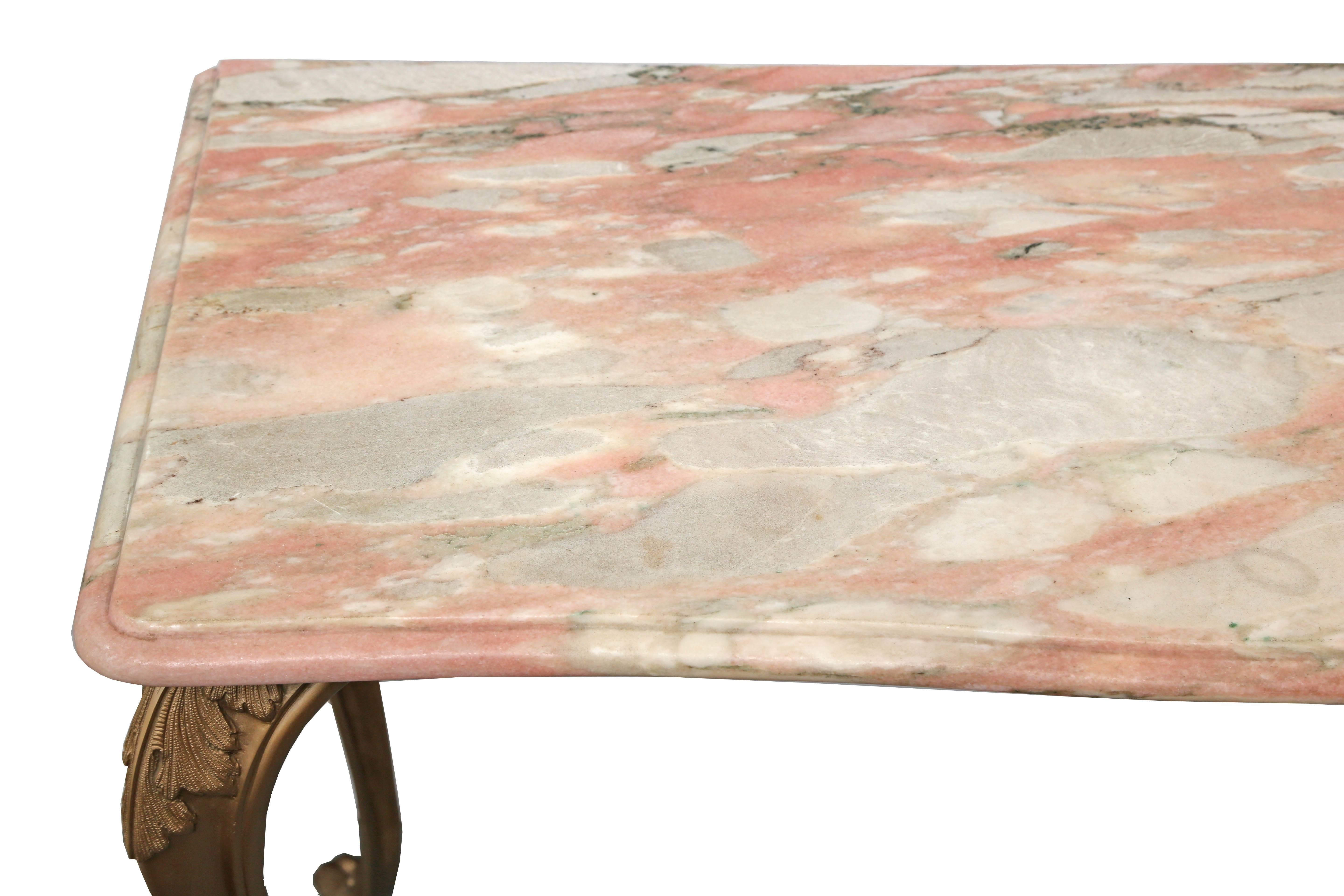 Mid-20th Century Italian Bronze and Marble Console Table, 1940s, Italy