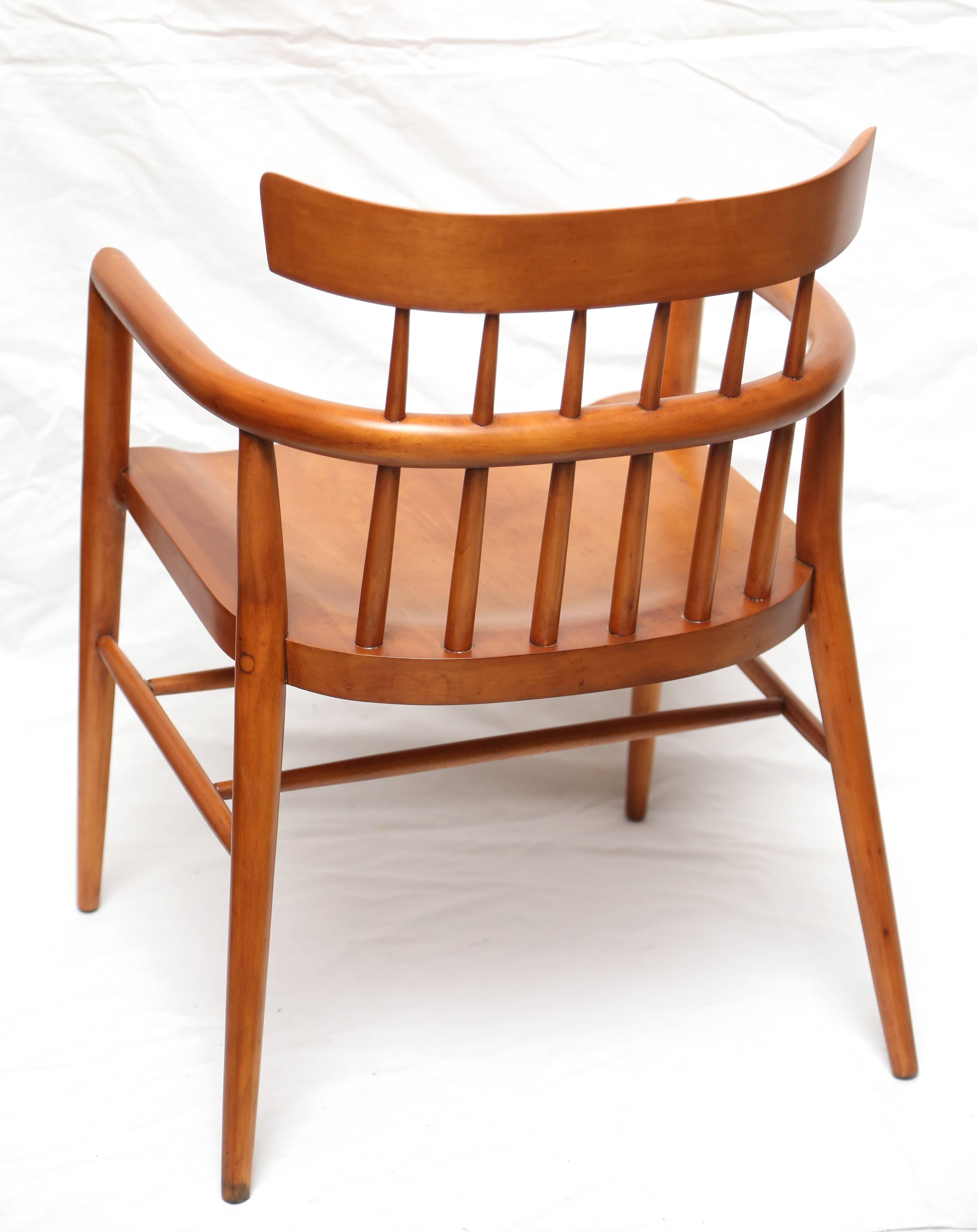 American Pair of Paul McCobb Armed Wood Dining Chairs, 1960s