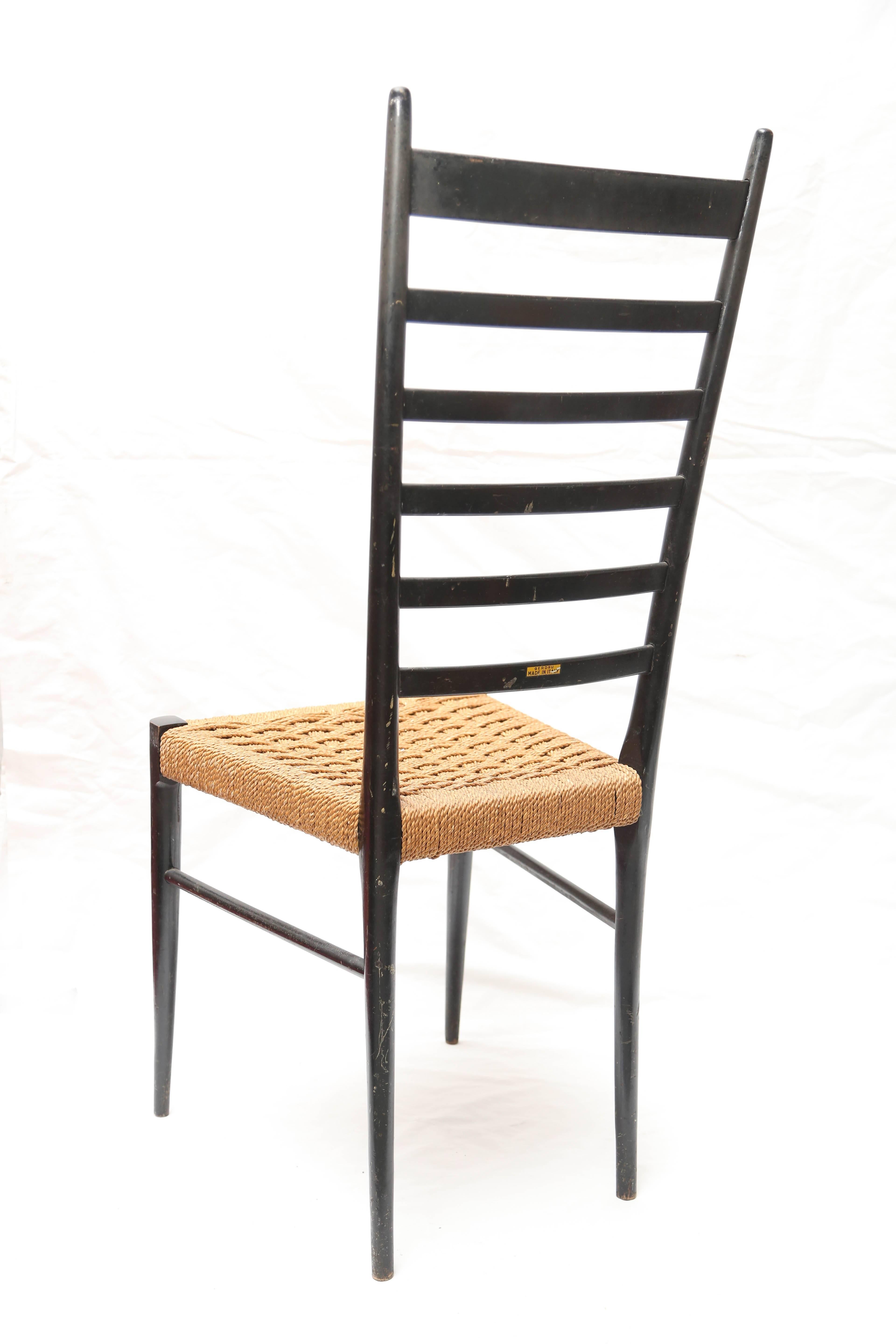 Mid-Century Modern Pair of Gio Ponti Ladder Back Chairs, Italy, 1950s
