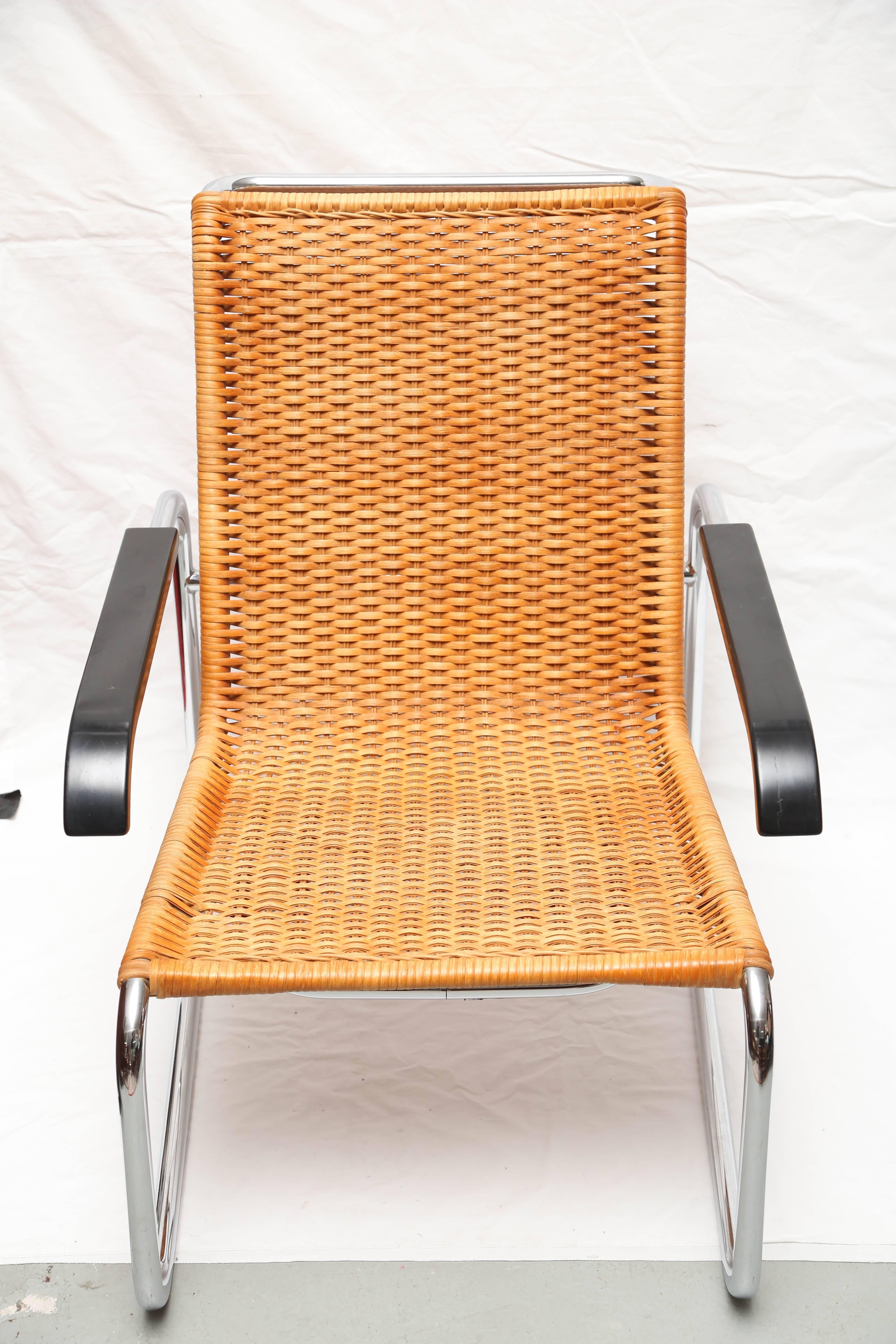 Marcel Breuer for Thonet B35 Rattan Lounge Chair with Changeable Armrests In Excellent Condition In Miami, FL