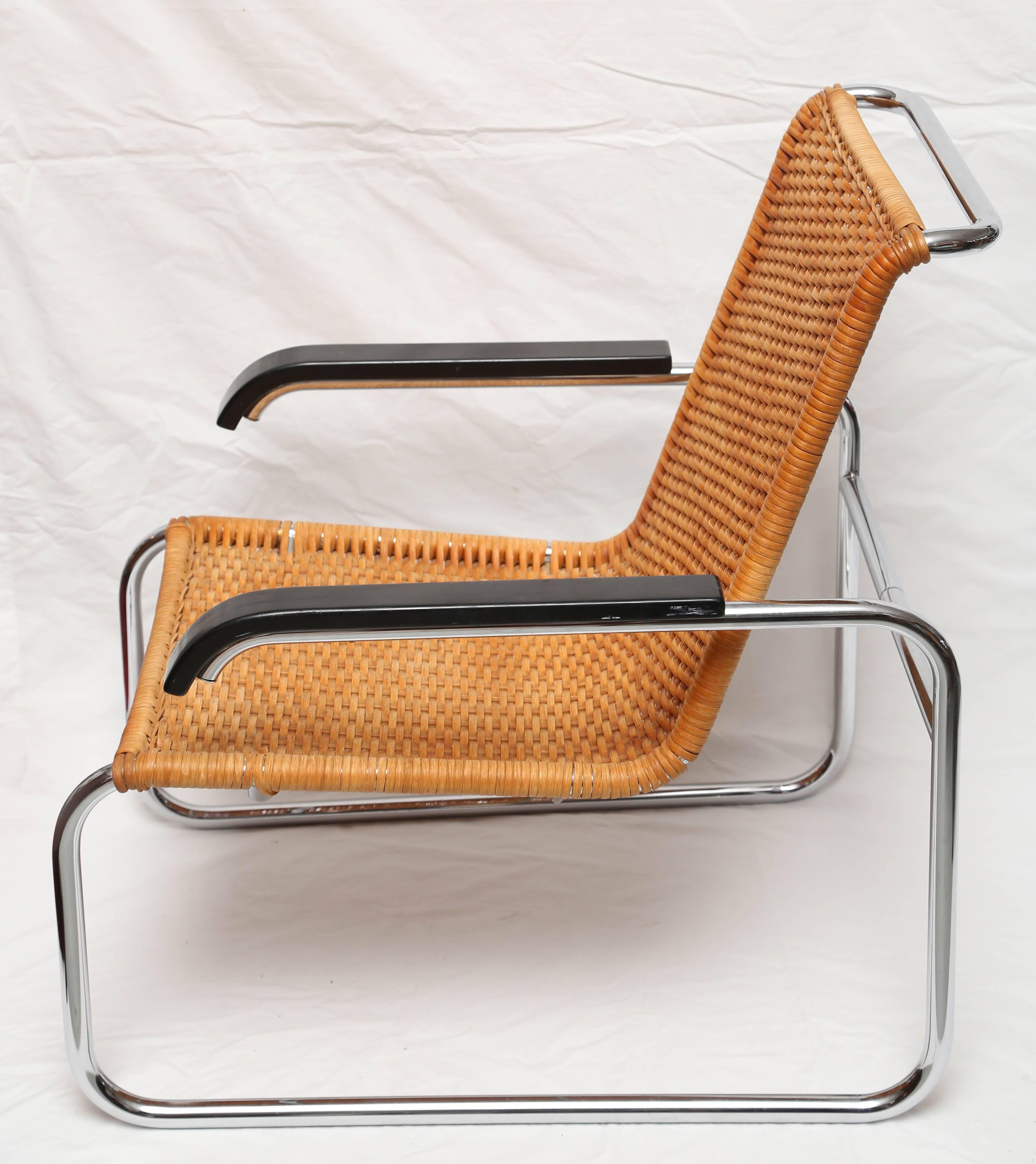 Marcel Breuer für Thonet B35 Rattan Lounge Chair mit auswechselbaren Armlehnen (Mitte des 20. Jahrhunderts)