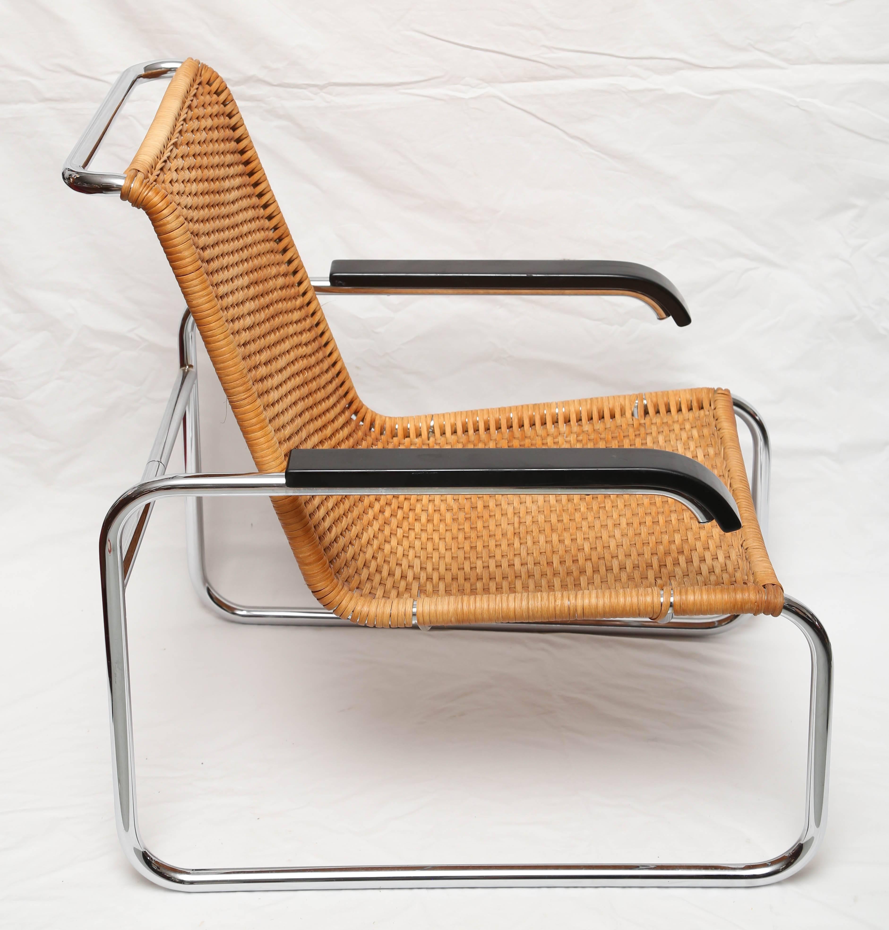 Marcel Breuer for Thonet B35 Rattan Lounge Chair with Changeable Armrests 1