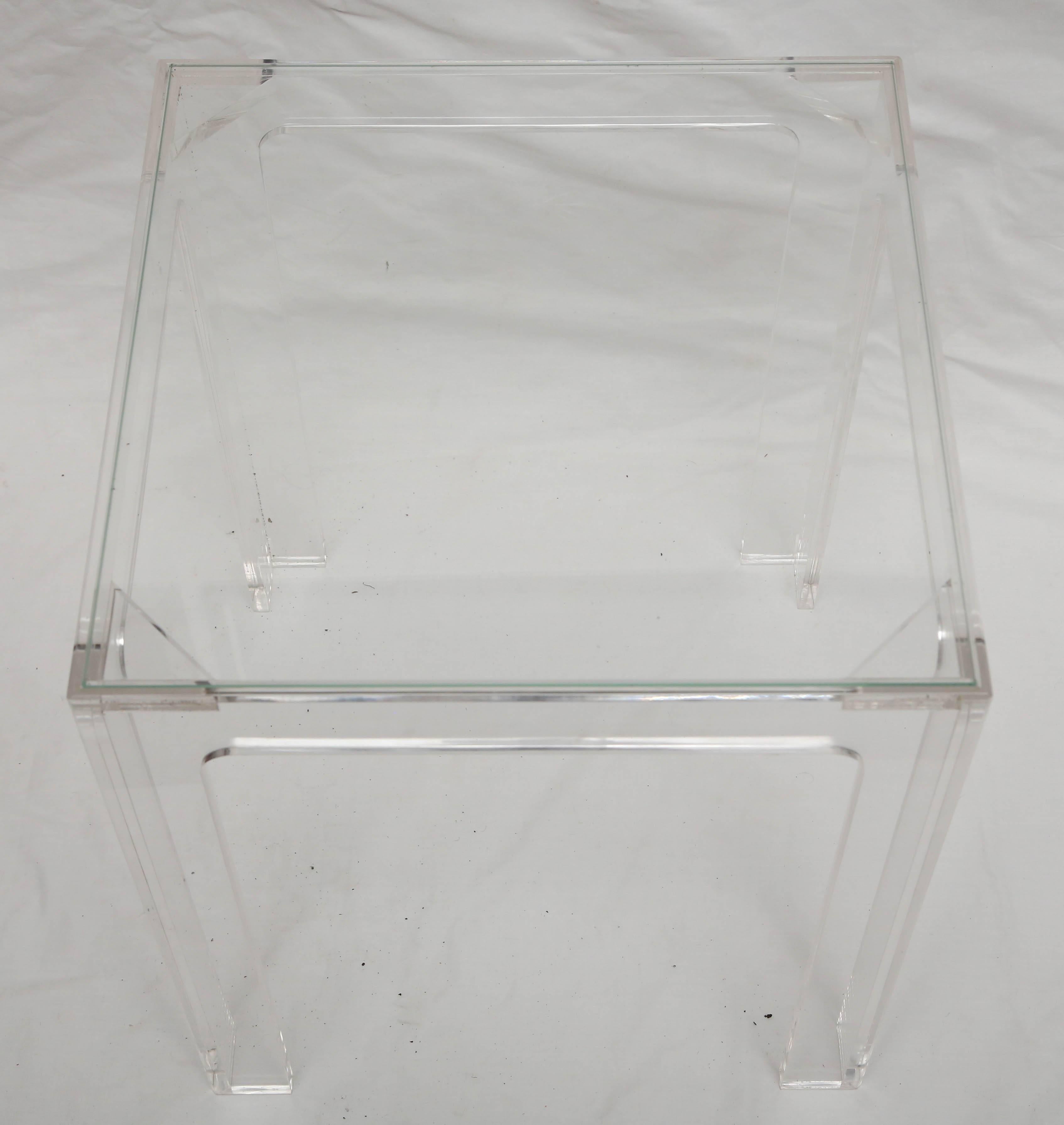 Mid-Century Modern Small Lucite and Glass End Table