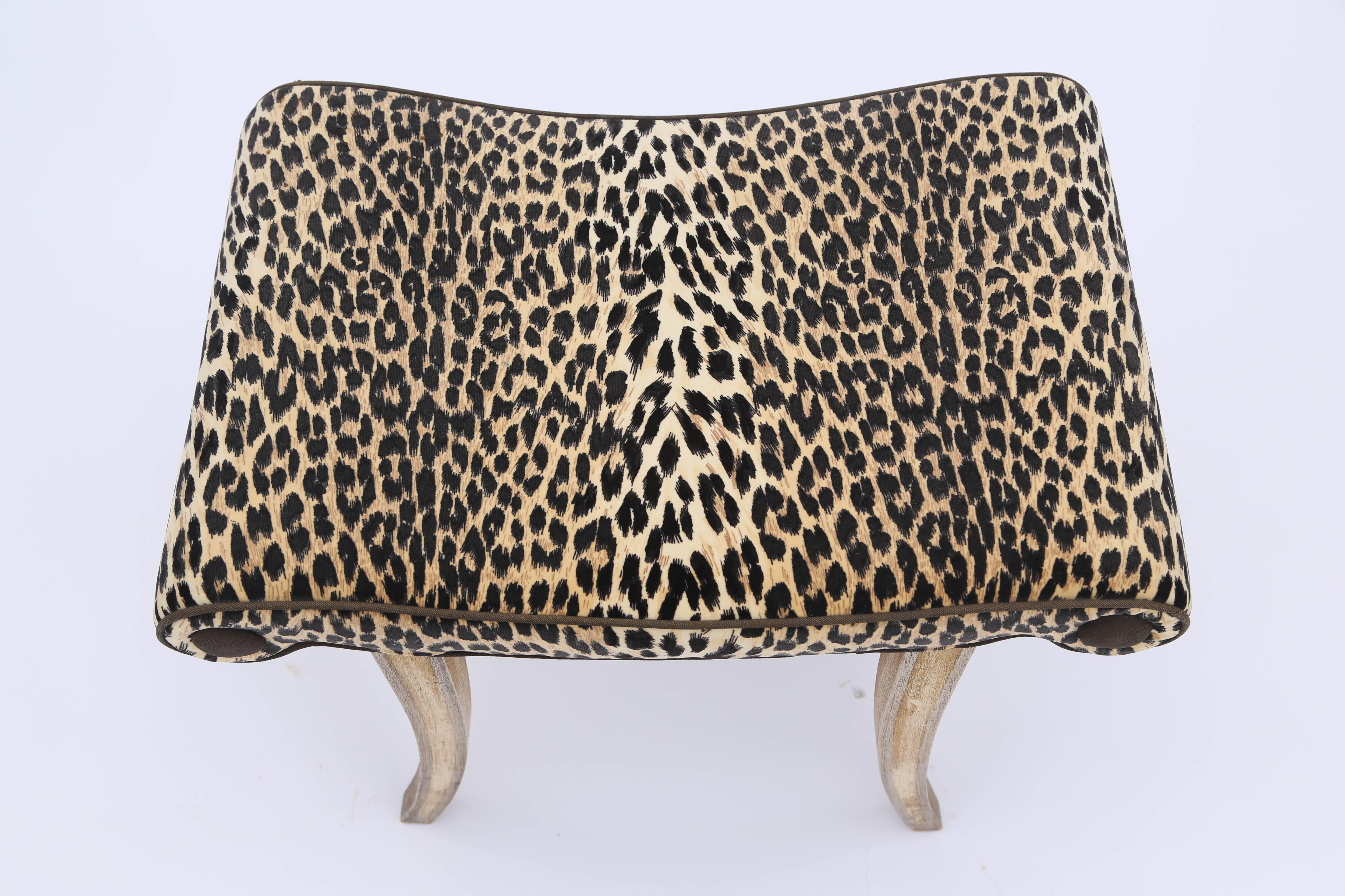 Hollywood Regency Leopard Bench In Excellent Condition In West Palm Beach, FL