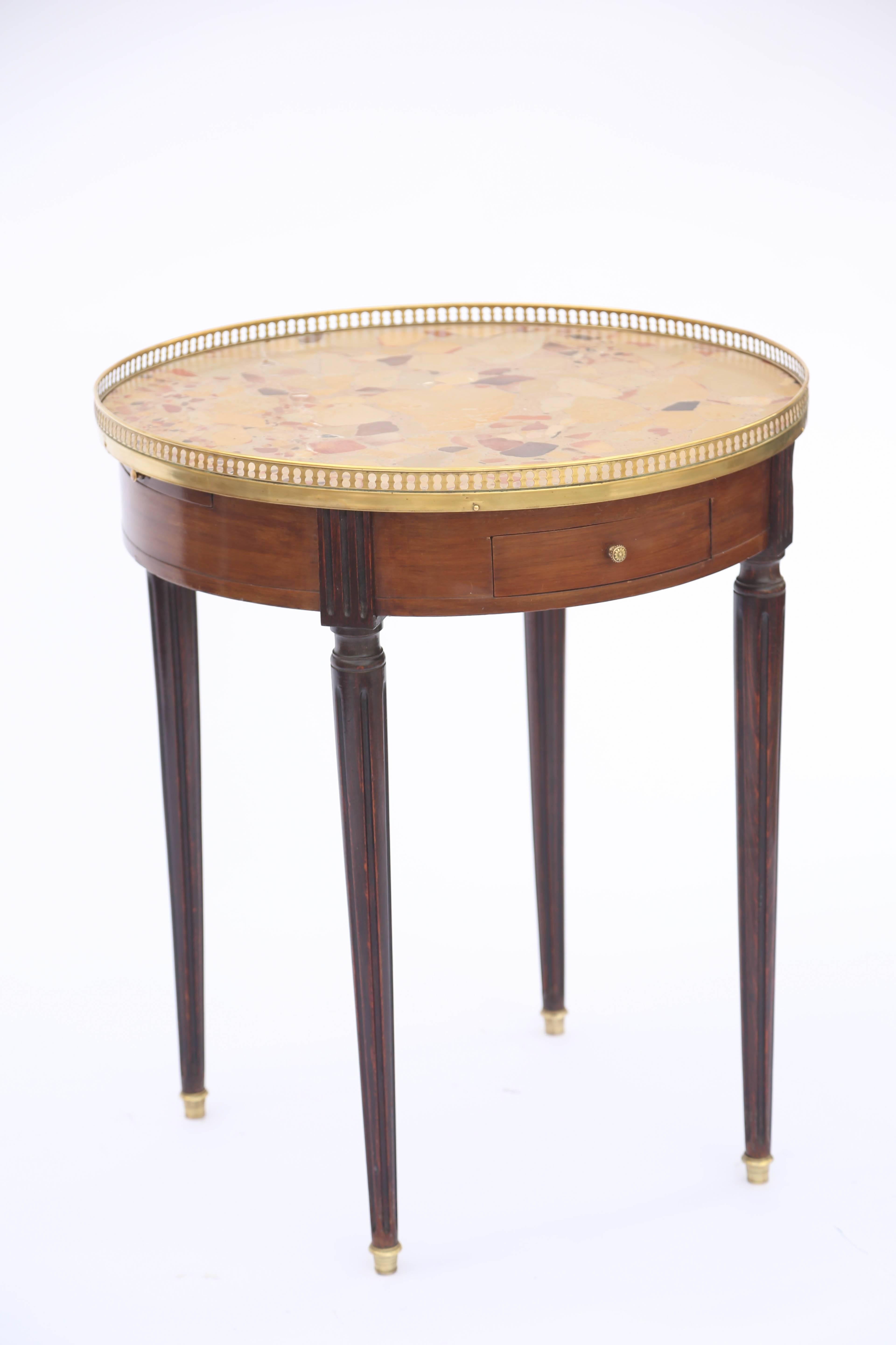 Louis XVI 19th Century French Bouillotte Table with Breche D'alep Marble Top For Sale