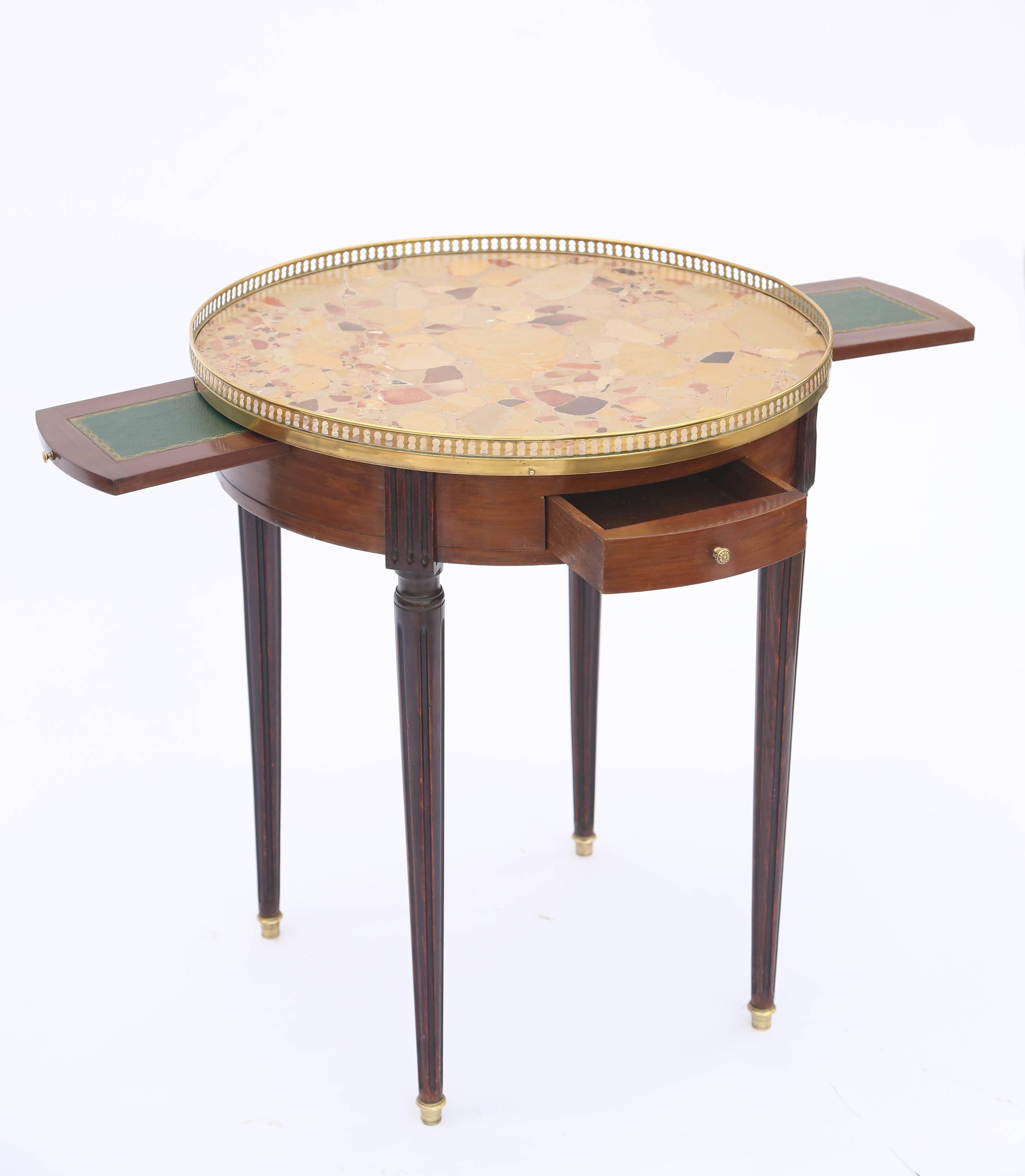 19th Century French Bouillotte Table with Breche D'alep Marble Top For Sale 3