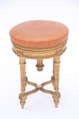 Giltwood Louis XVI Piano Stool with Leather Seat