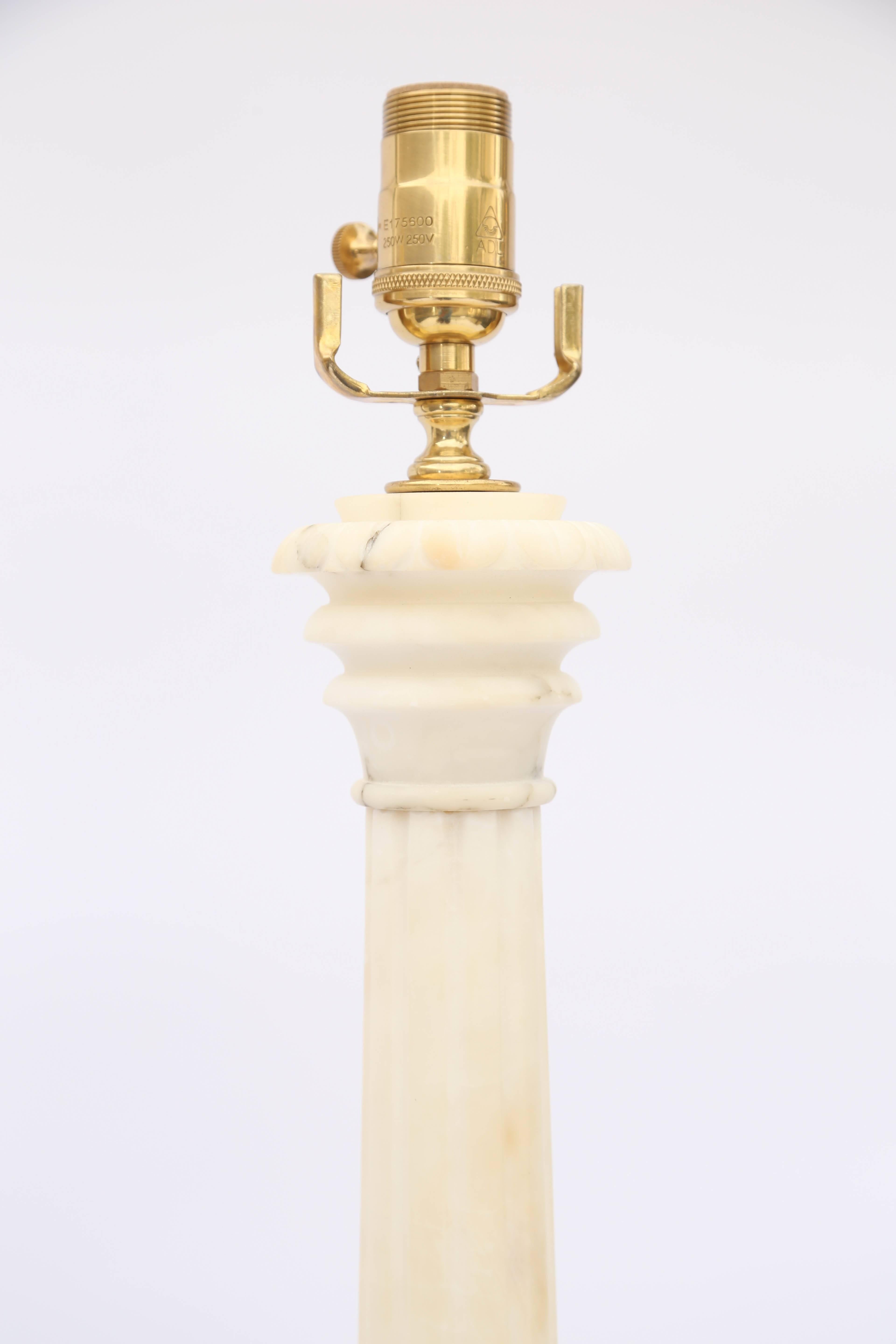 Pair of Columnar Alabaster Lamps 1
