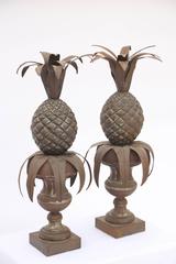 Pair of Tole Pineapples in Urns