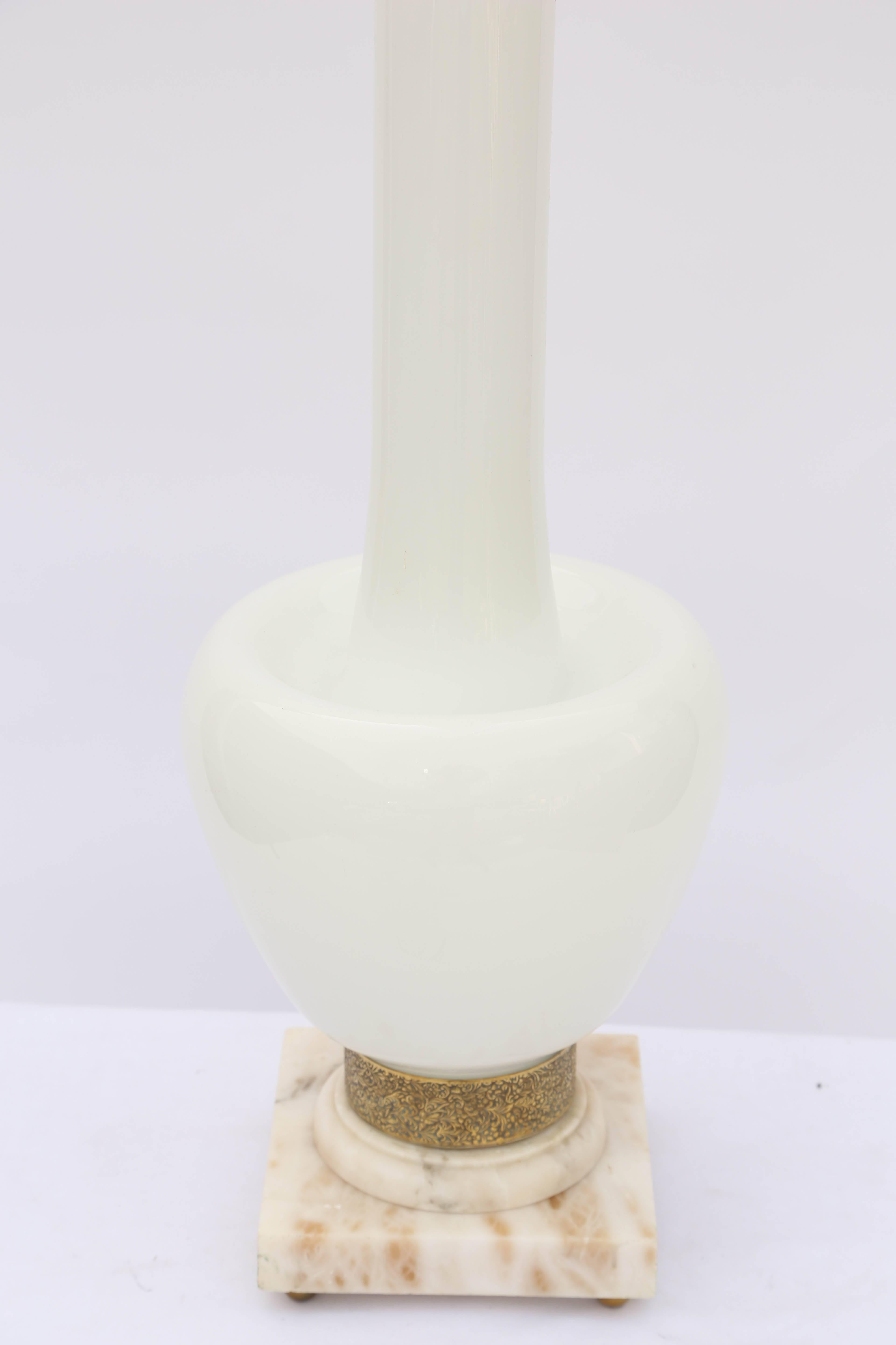 Hollywood Regency Oversized Handblown Italian Frosted Glass Lamp For Sale