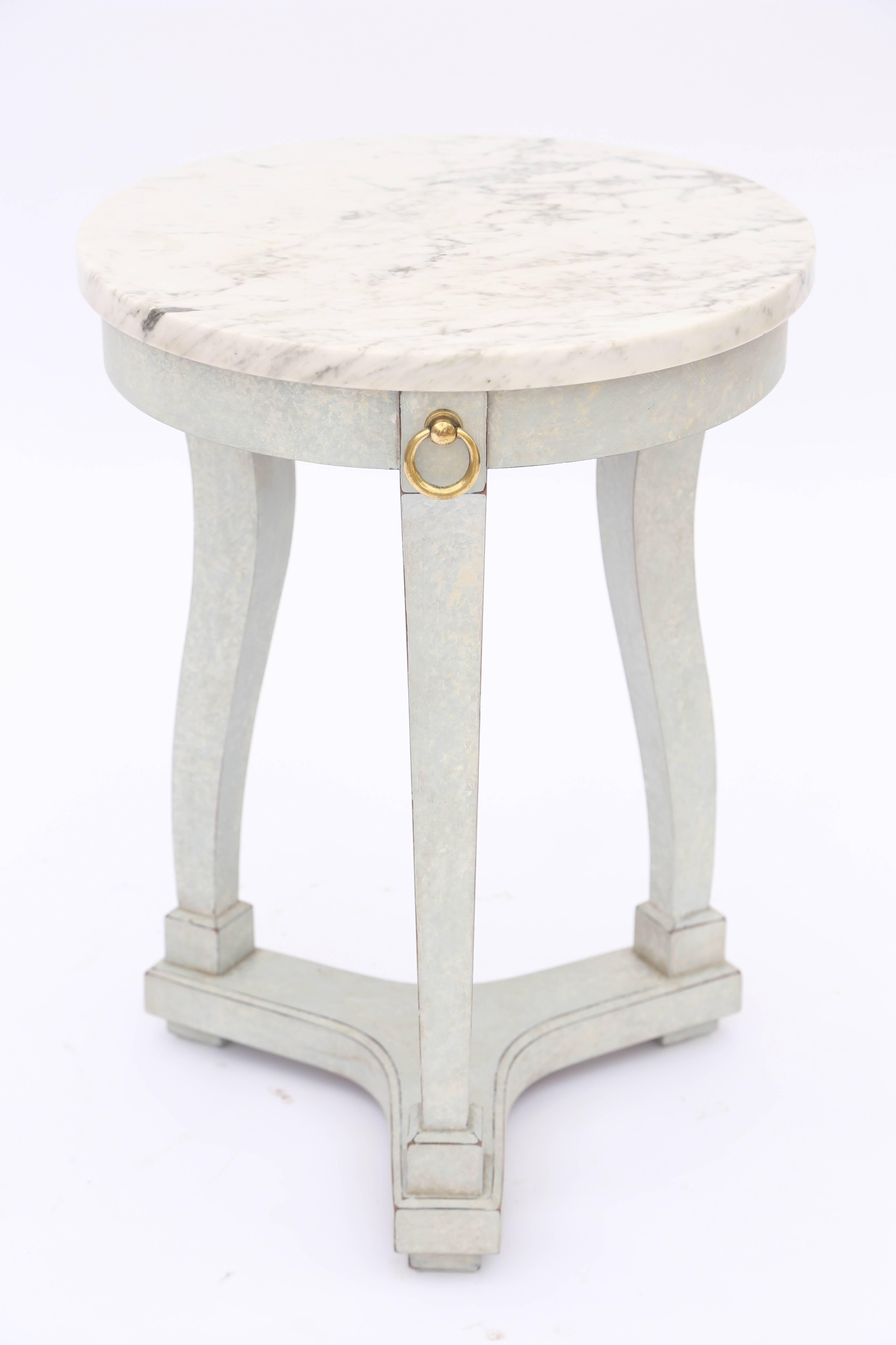 Italian Classical Form Painted Accent Table with Marble Top