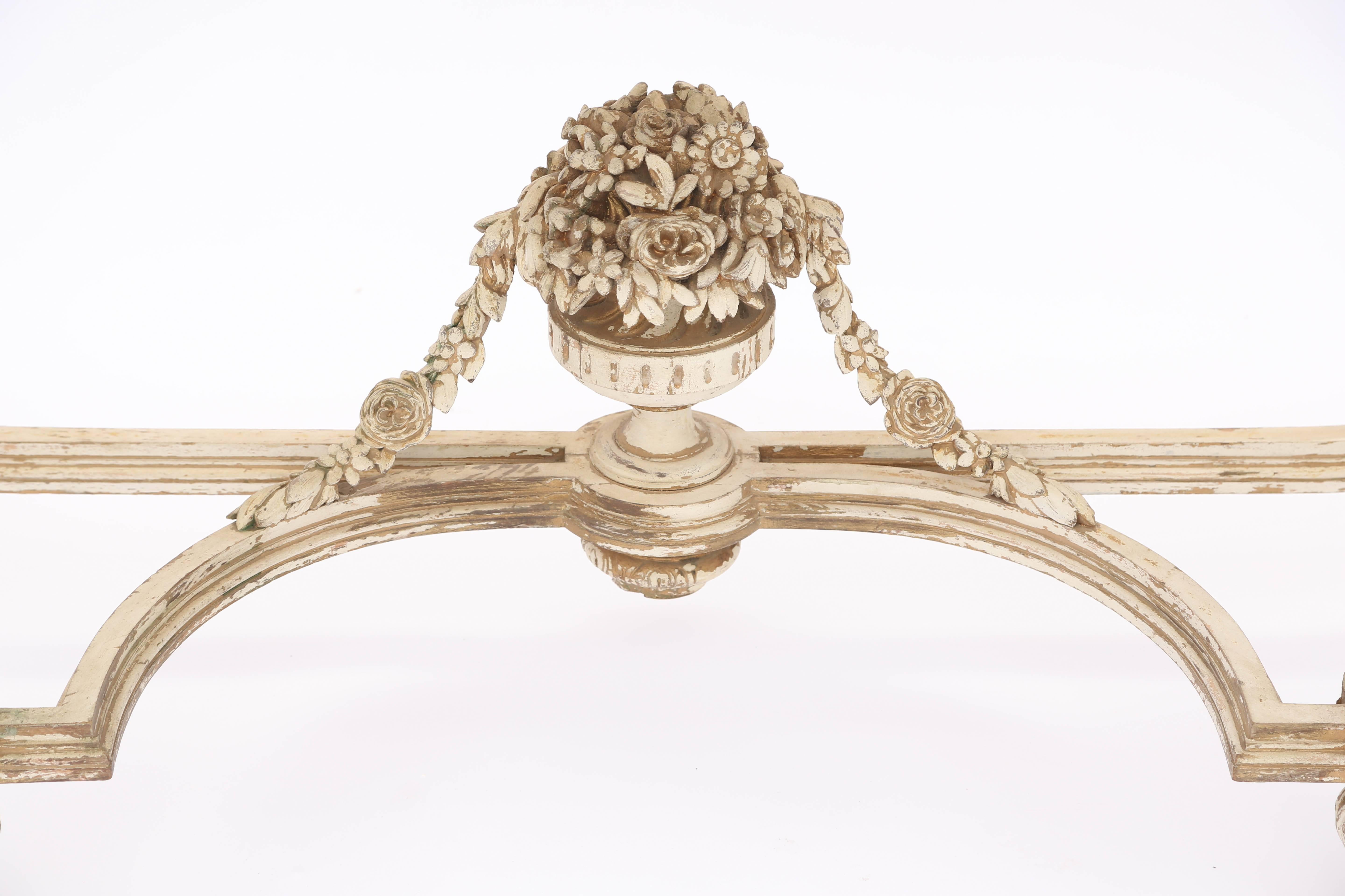 19th Century Louis XVI Demilune Console Table with White Marble Top 2