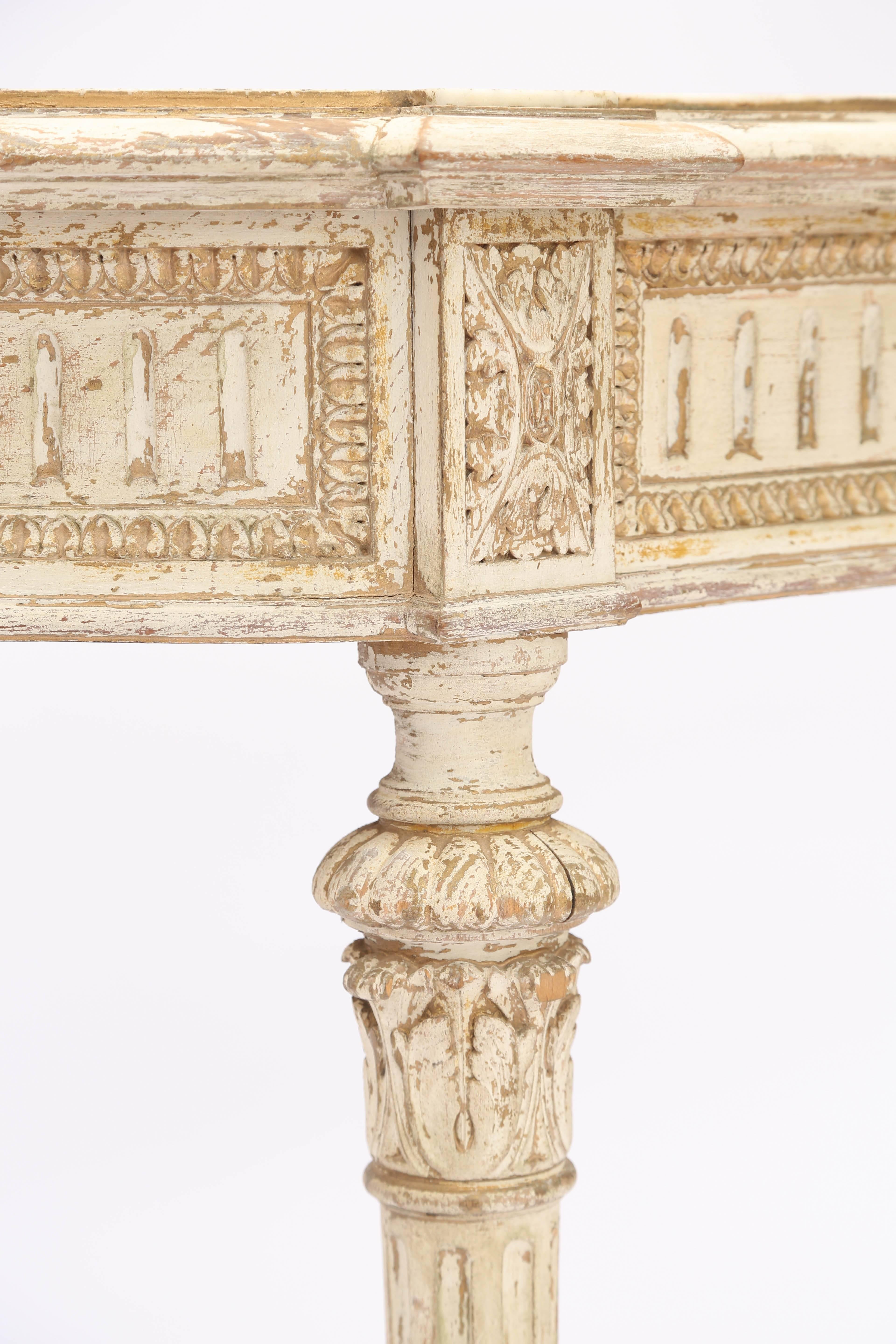 19th Century Louis XVI Demilune Console Table with White Marble Top 4