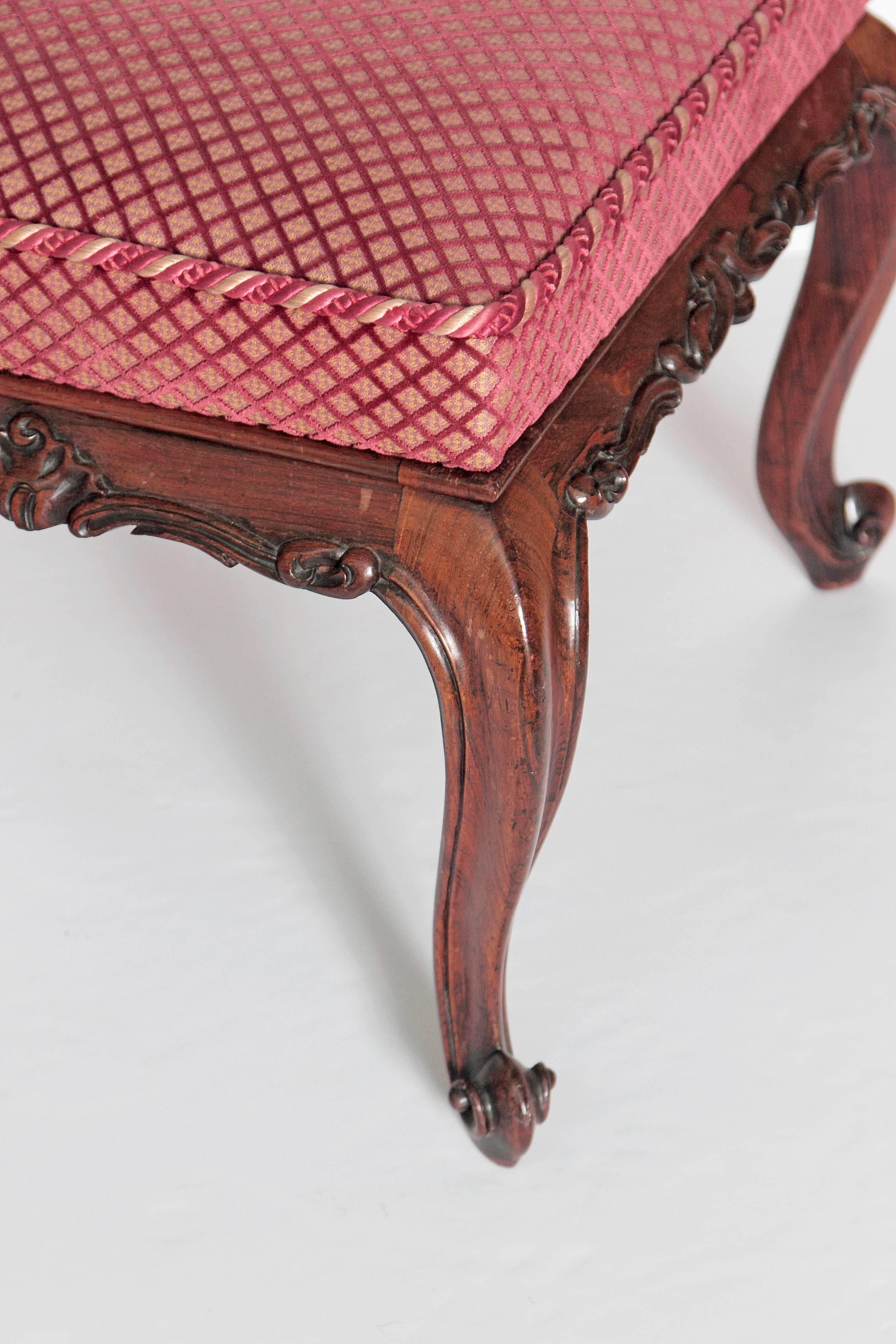 Hand-Carved Pair of Mid-Victorian Rosewood Stools