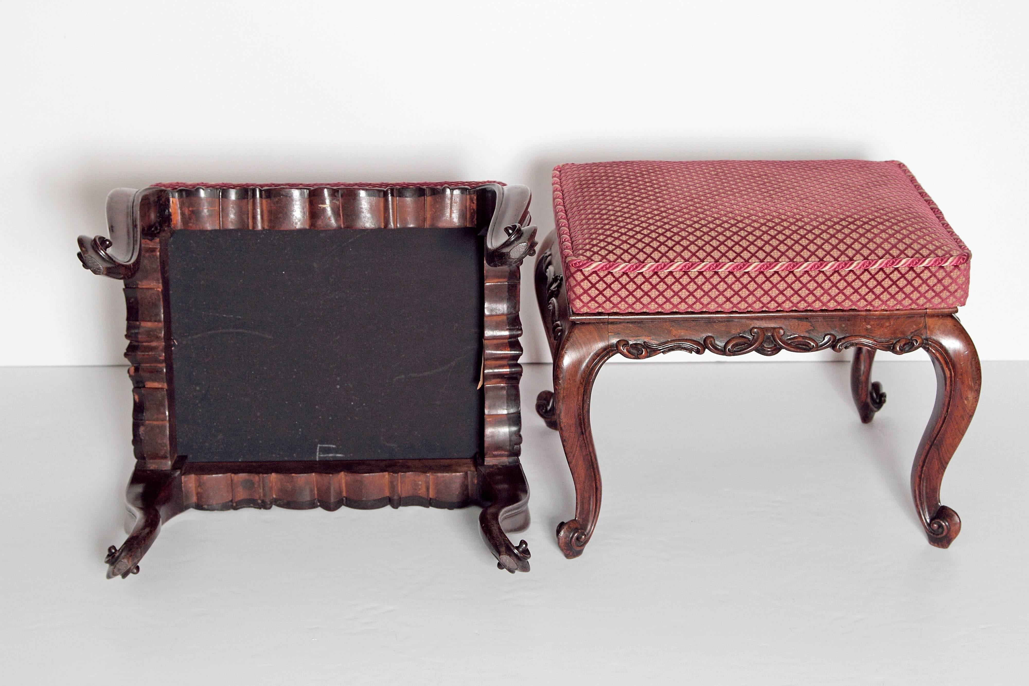 Pair of Mid-Victorian Rosewood Stools 3
