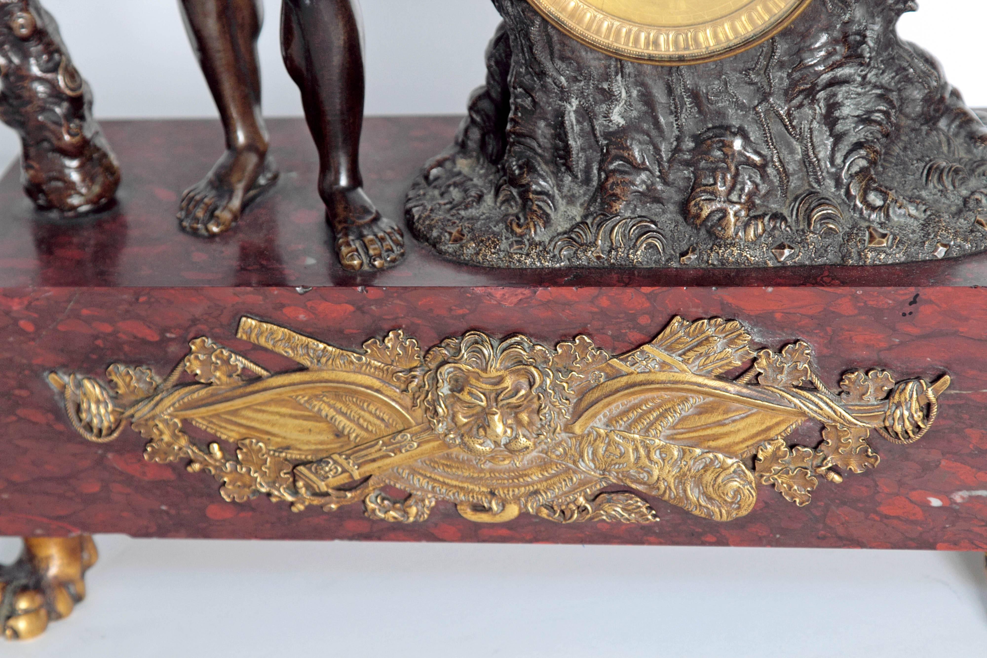 Patinated French Empire Figural Mantel Clock 