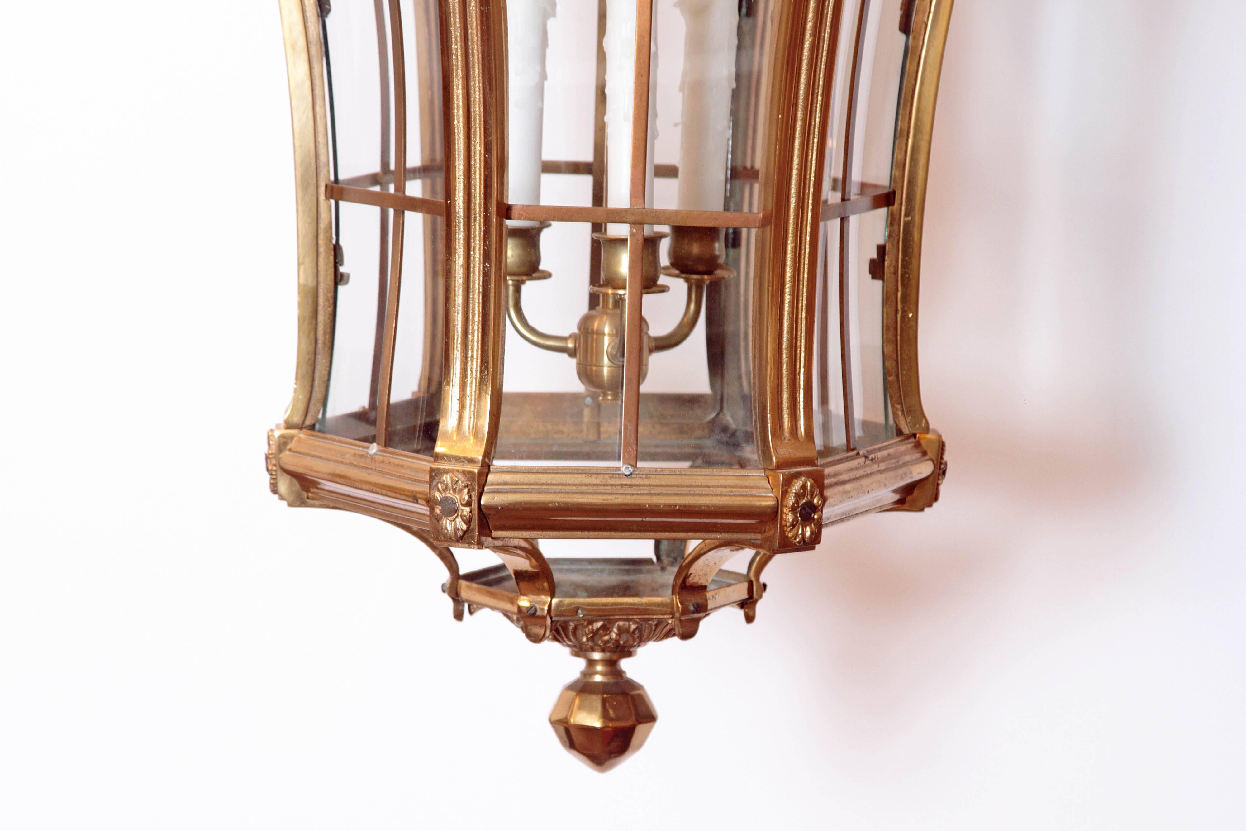Large Pair of Louis XIV Style Gilded Bronze Lanterns In Good Condition In Dallas, TX