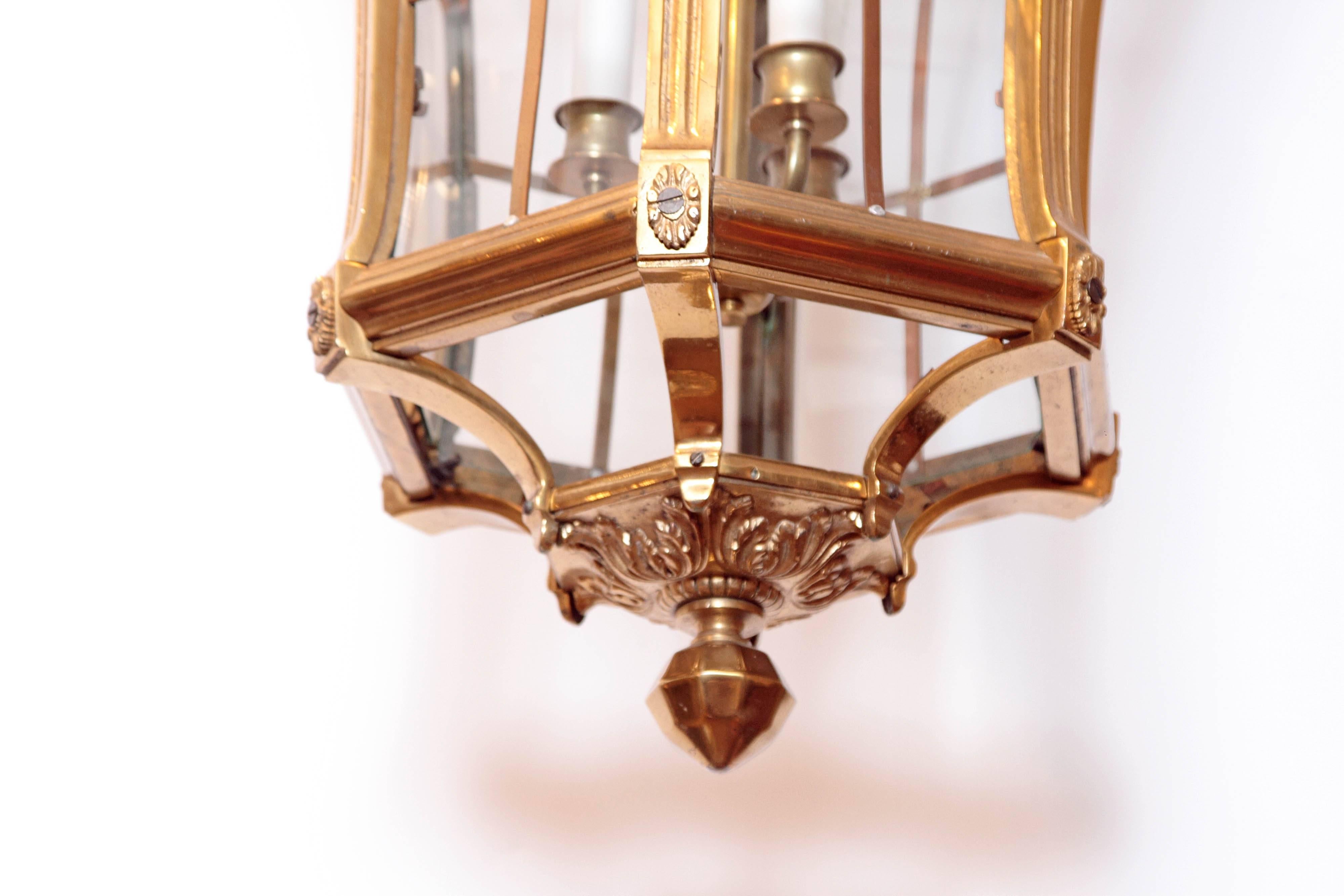 Large Pair of Louis XIV Style Gilded Bronze Lanterns 2
