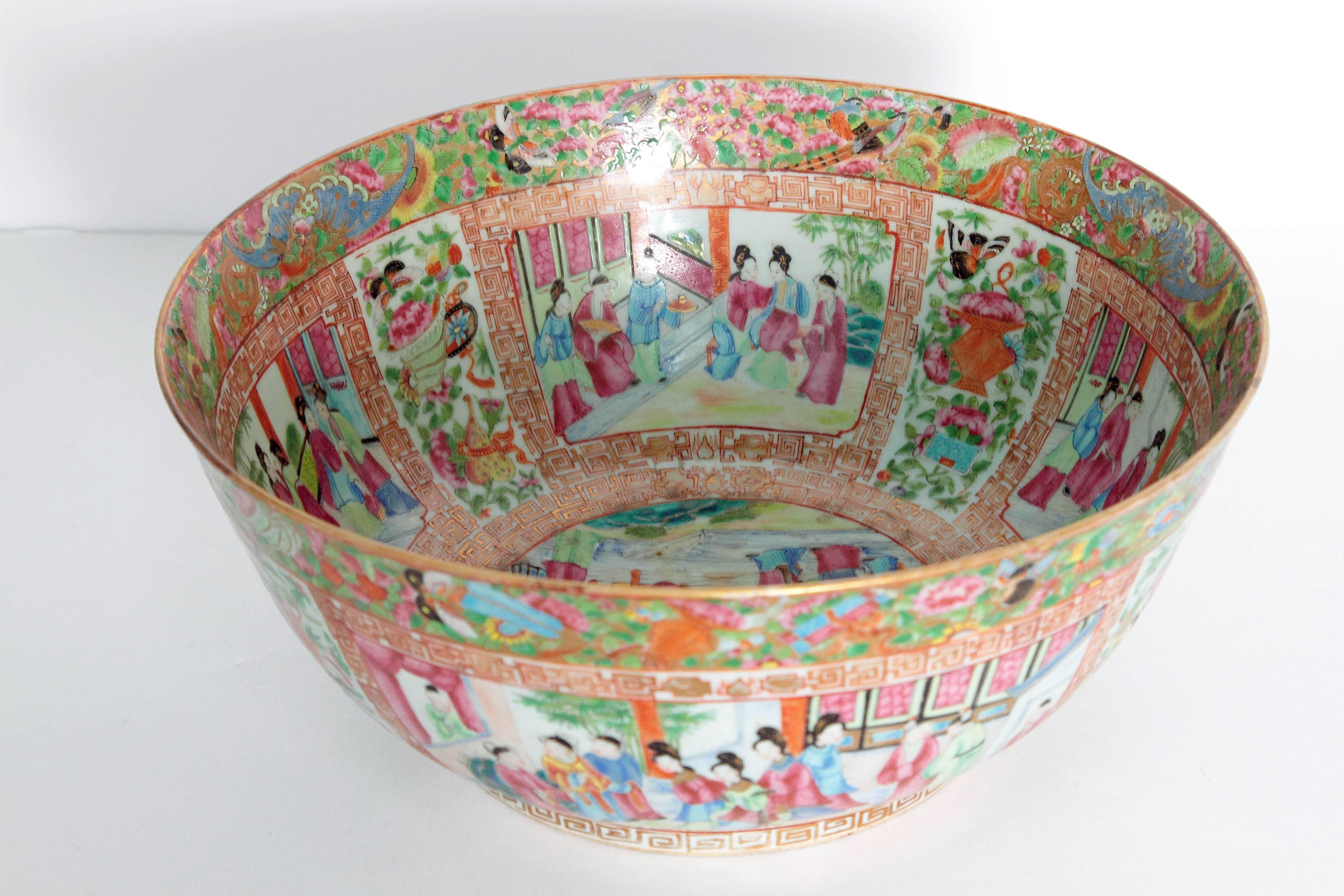 Chinese Export 'Canton Famille Rose' Punch Bowl, Mid-19th Century