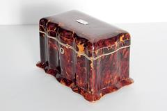 19th Century English Regency Tortoiseshell Tea Caddy