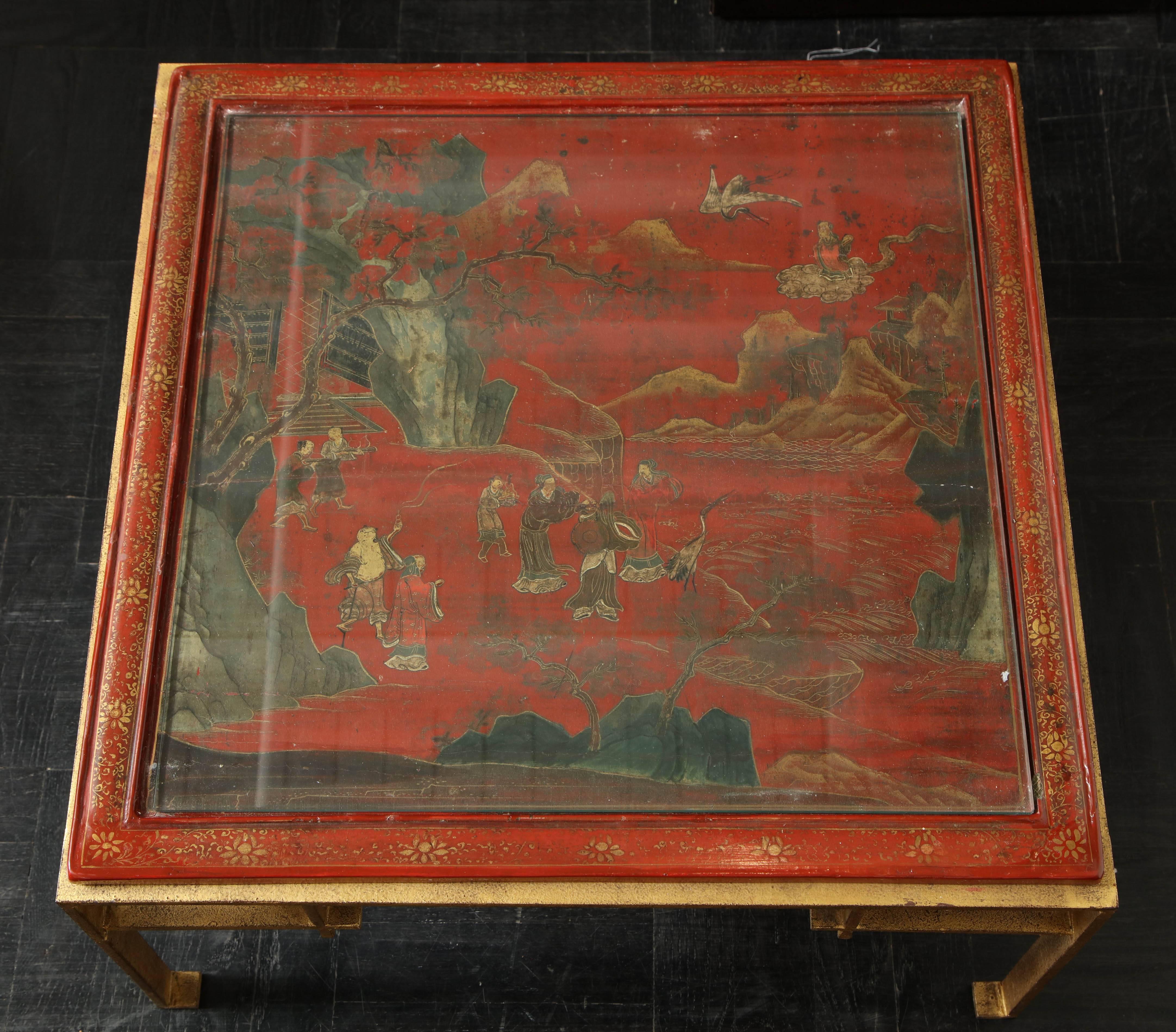 Chinese 19th Century Cocktail Table with Red Coromandel Top For Sale