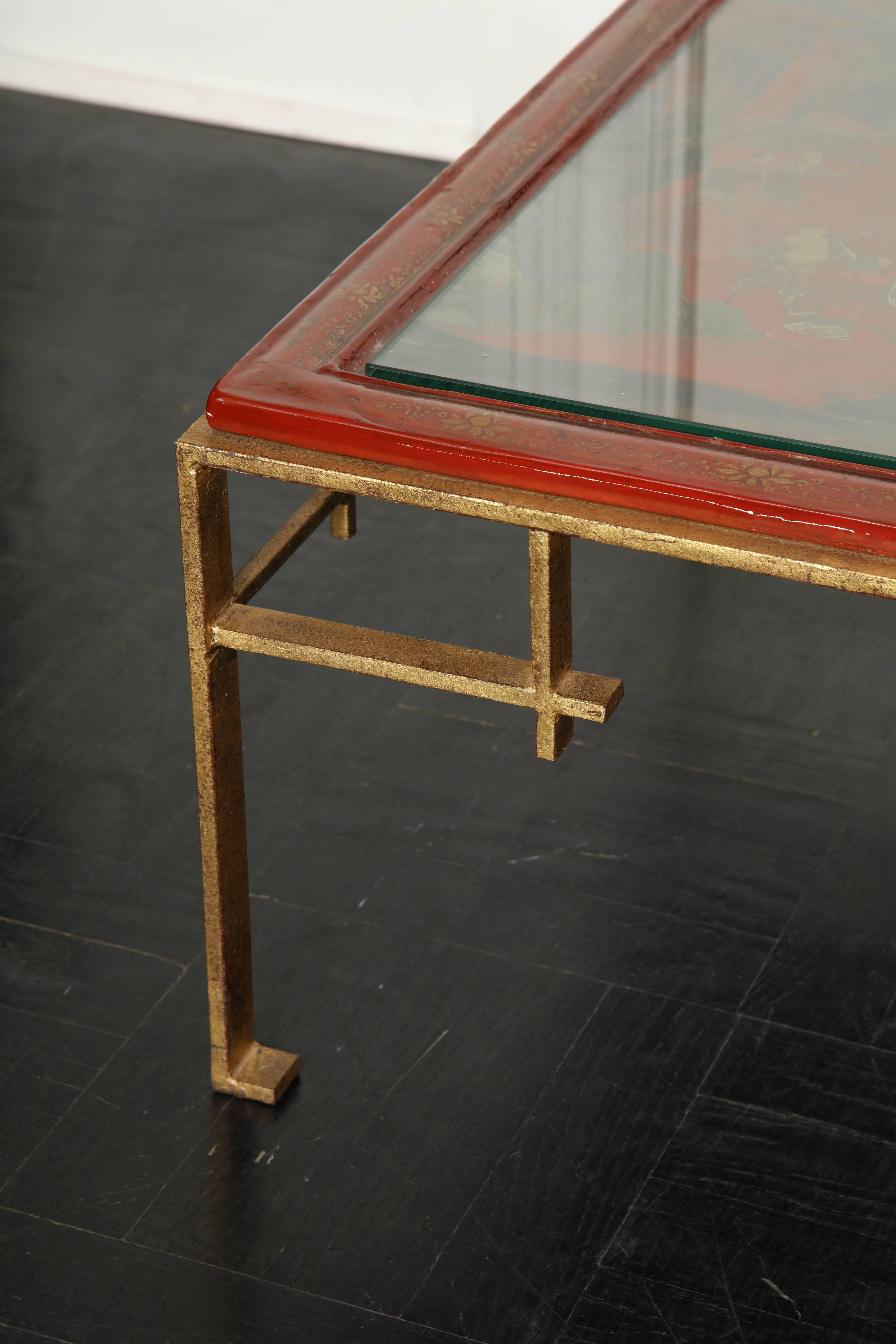 19th Century Cocktail Table with Red Coromandel Top For Sale 2