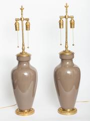 BHL6753 Pair of Greige Urn Form Table Lamps by Lenox