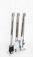 Set of Chrome Fire Tool Set with Lucite Handles