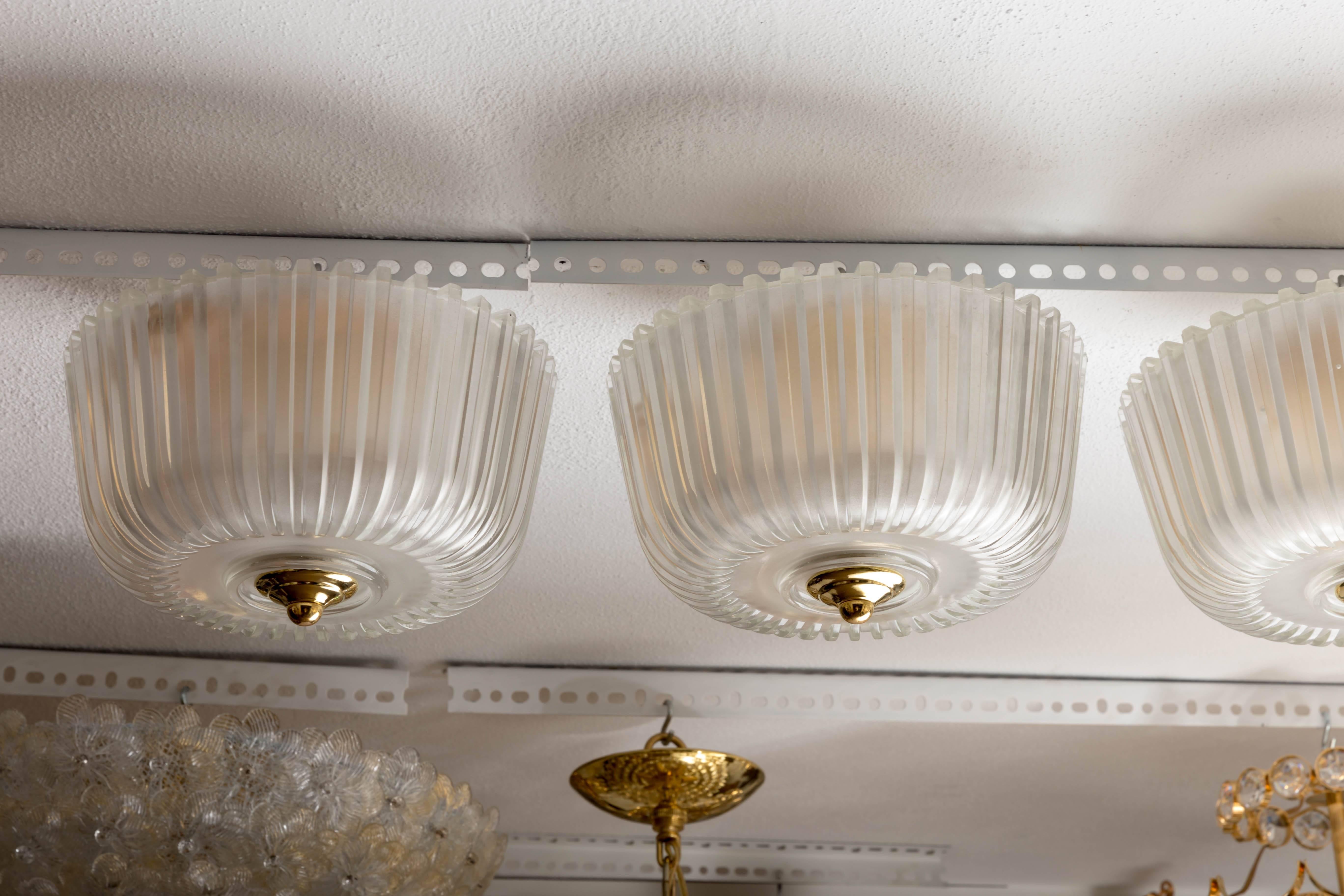 fluted glass flush ceiling light