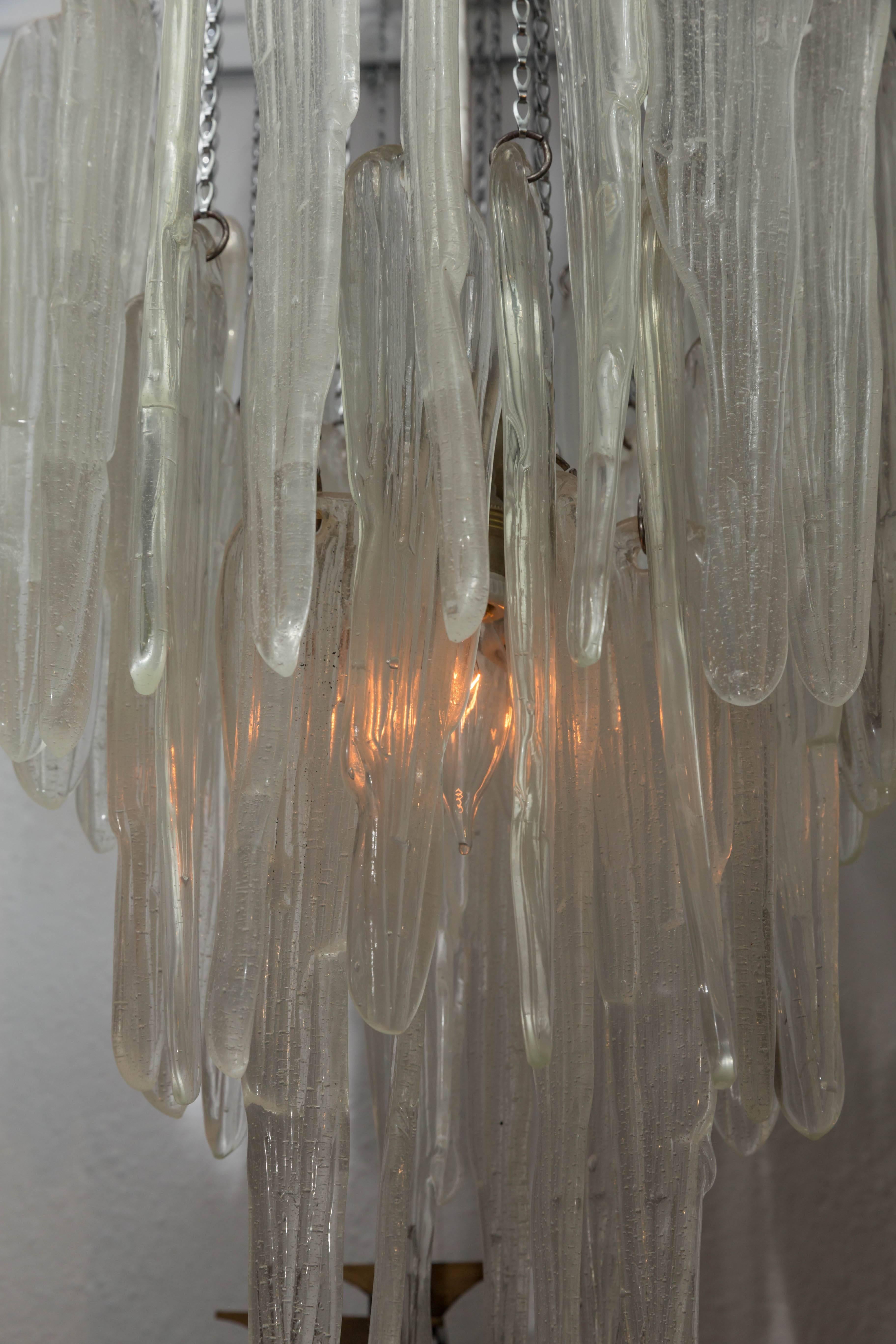 Glass Icicle Chandelier with Chrome Detail 1