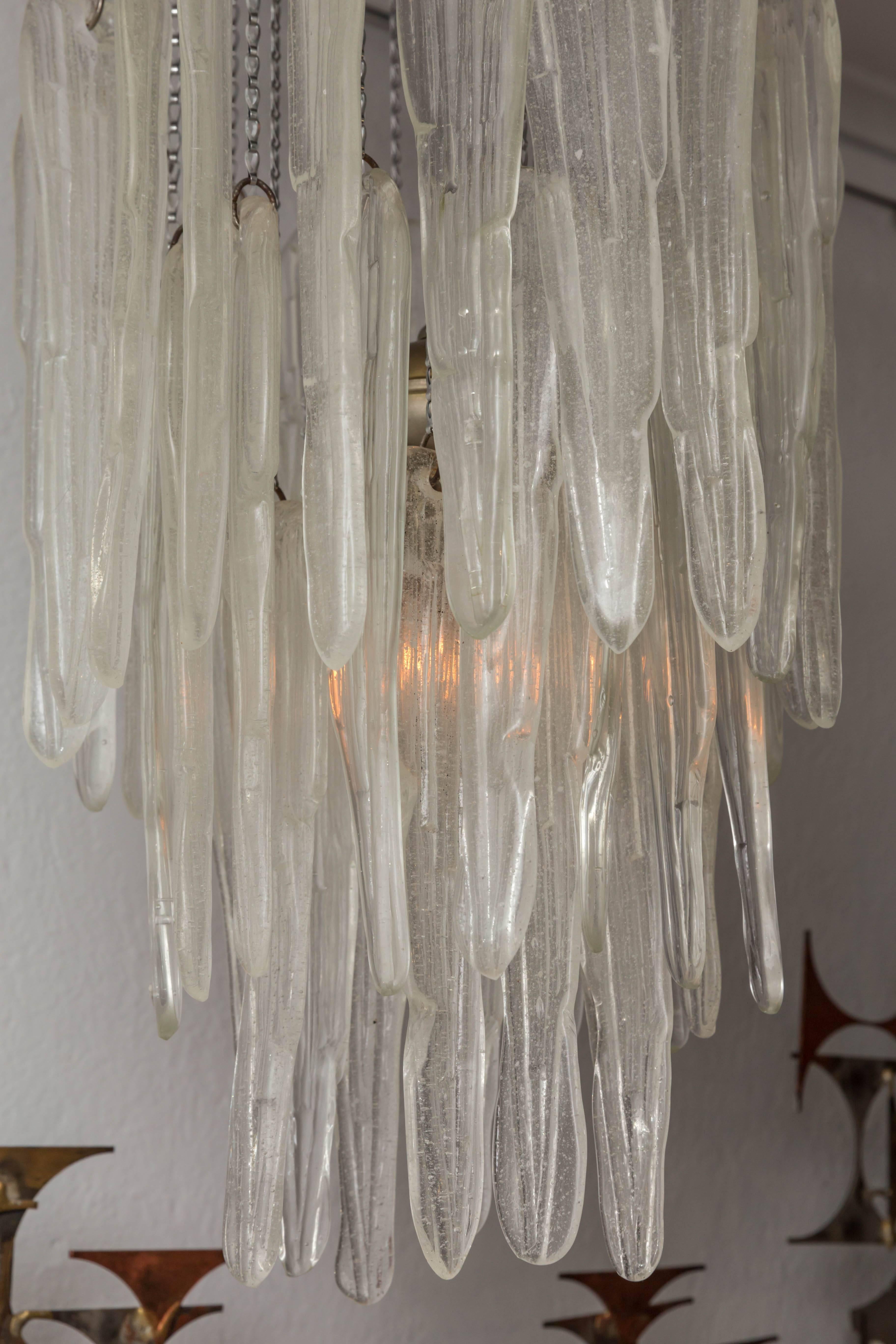 Glass Icicle Chandelier with Chrome Detail 2