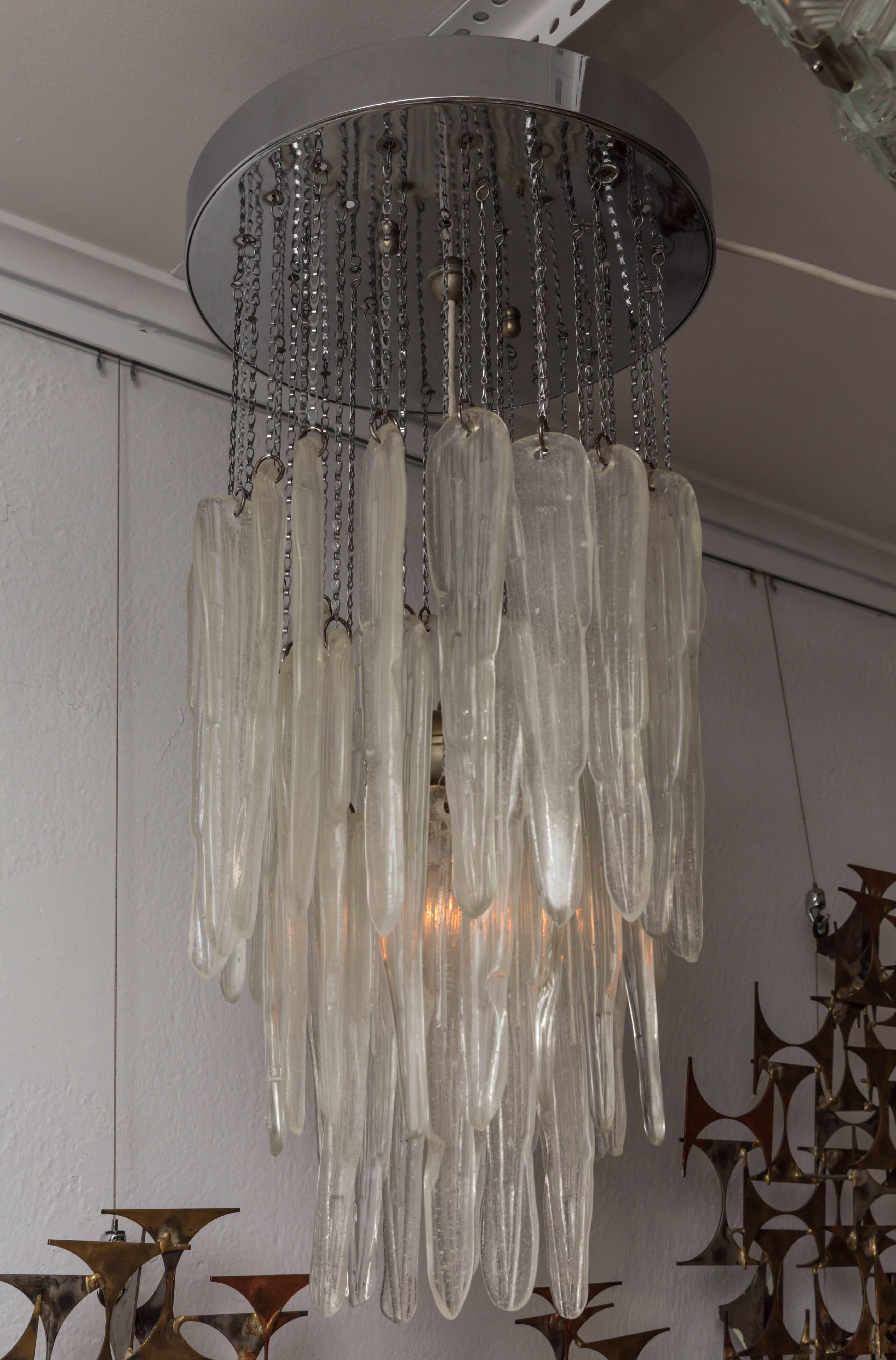 Glass Icicle Chandelier with Chrome Detail 3