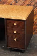 Rare Mid-Century Cork and Mahogany Desk by Paul Frankl for Johnson Furniture