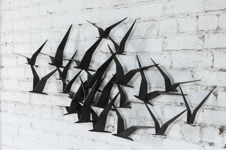 Large "Birds in Flight" Metal Wall Sculpture by Curtis Jere Signed, 1968 at 1stDibs