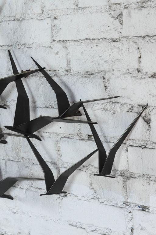 Large "Birds in Flight" Metal Wall Sculpture by Curtis Jere Signed