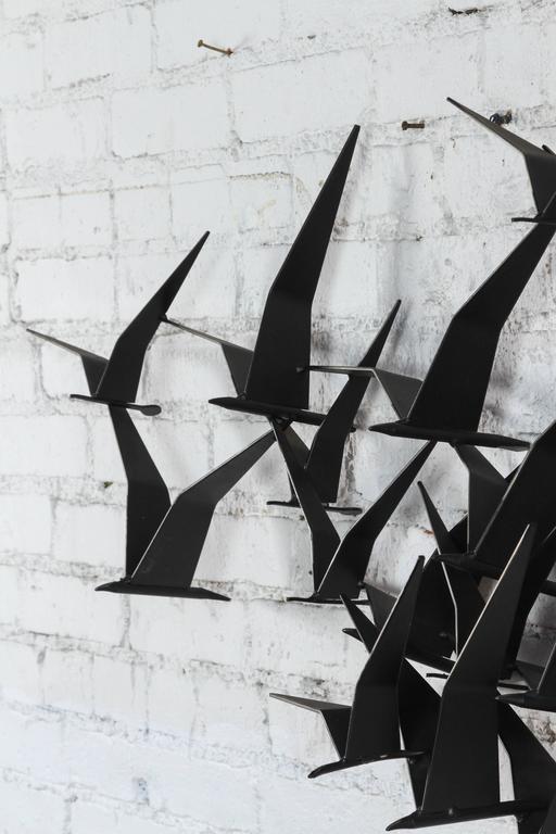 Large "Birds in Flight" Metal Wall Sculpture by Curtis Jere Signed