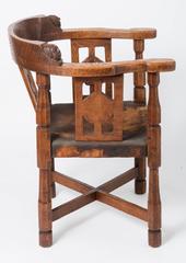 Robert Mouseman Thompson carved oak "Monk" chair, England circa 1930