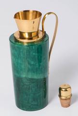 Aldo Tura green lacquered parchment carafe with brass mounts, Italy circa 1940