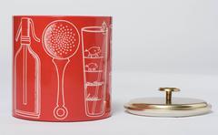 Piero Fornasetti Ice Bucket in Red and White, Italy, circa 1950