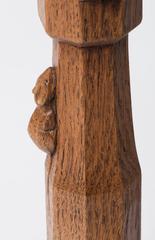 Robert Mouseman Thompson oak dish top stool, England circa 1950