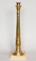 A Tall Regency Pair of Brass Column Table Lamps, circa 1820