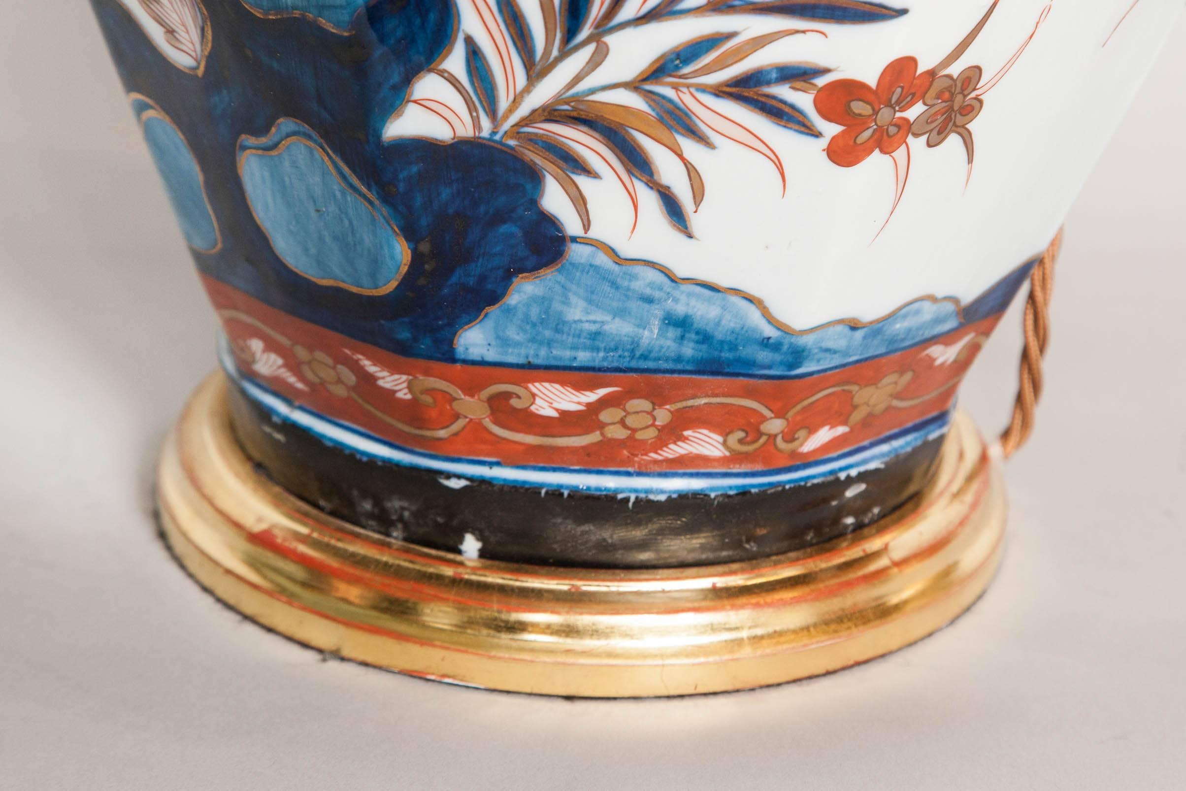 18th Century Medium Pair of Lamped Imari Vases