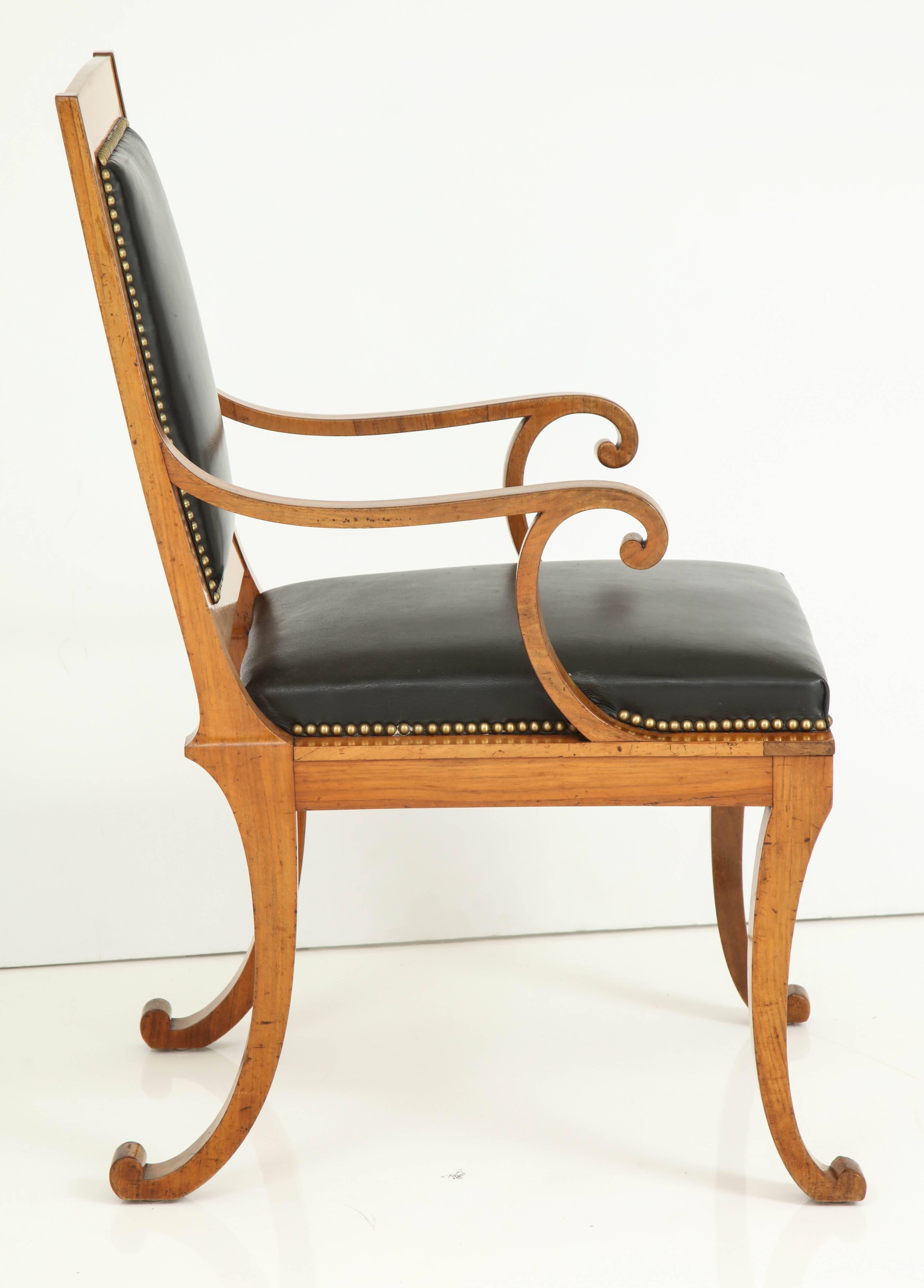 Rare German Fruitwood Klismos Chair, circa 1840s 1