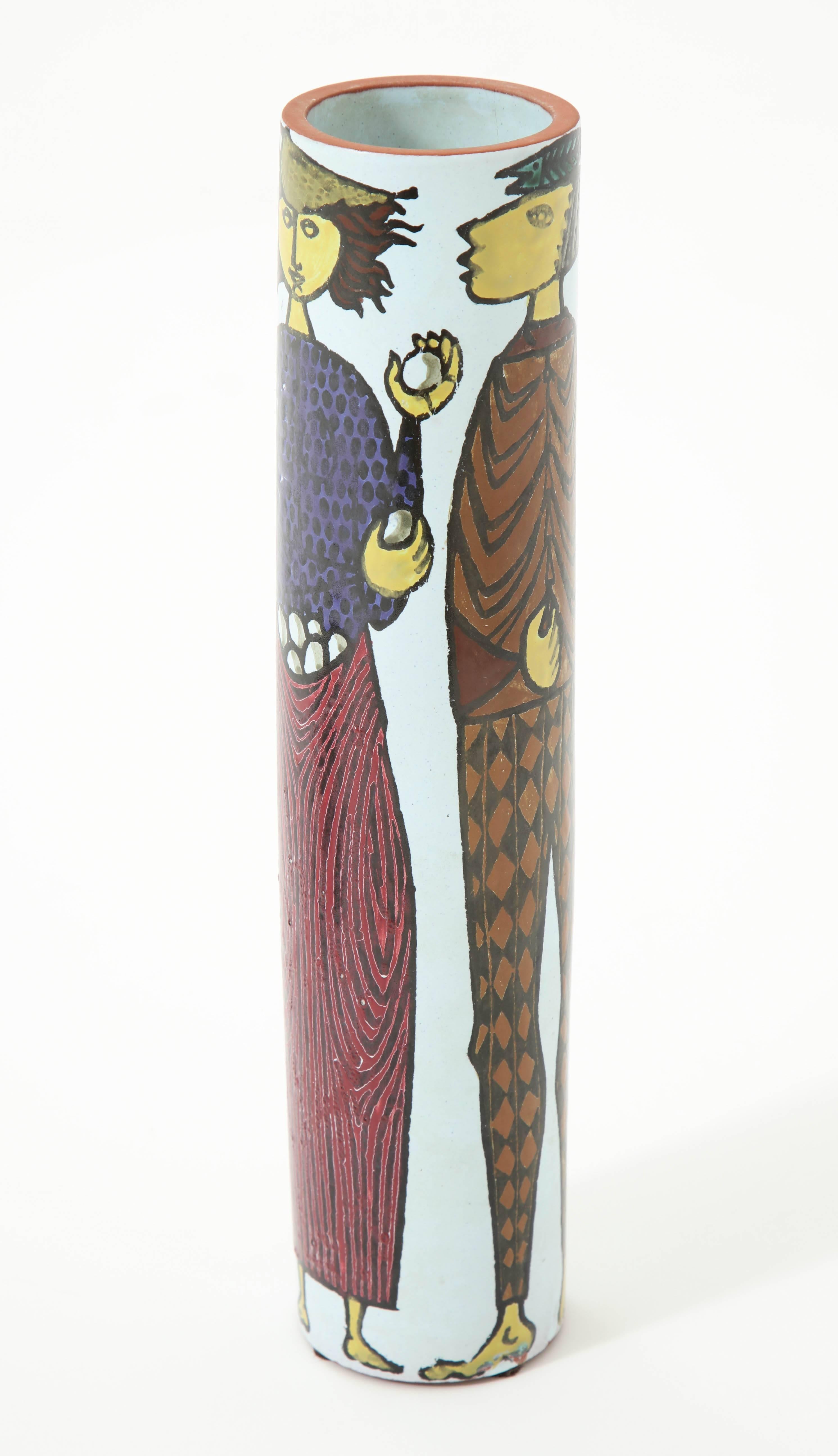 Vase by Stig Lindberg, Ceramic, Scandinavian Midcentury, Faience, circa 1950 (Schwedisch)