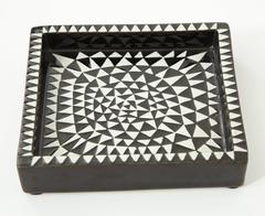 Midcentury Ashtray by Stig Lindberg, Sweden, Black & White, C 1950, "Domino"