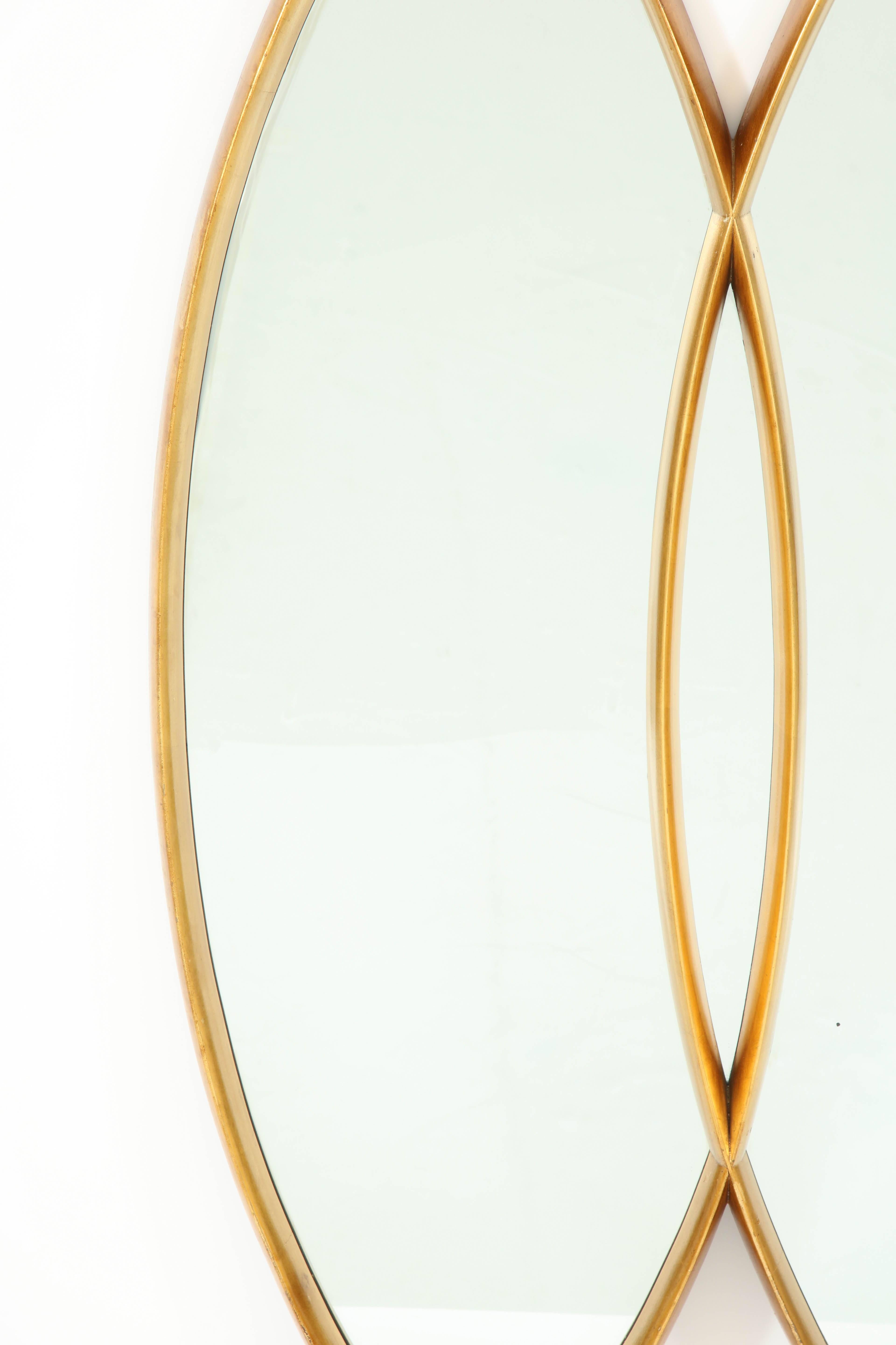 Mid-Century Modern Wall Mirror, Gold Leaf, Mid-Century, C 1950