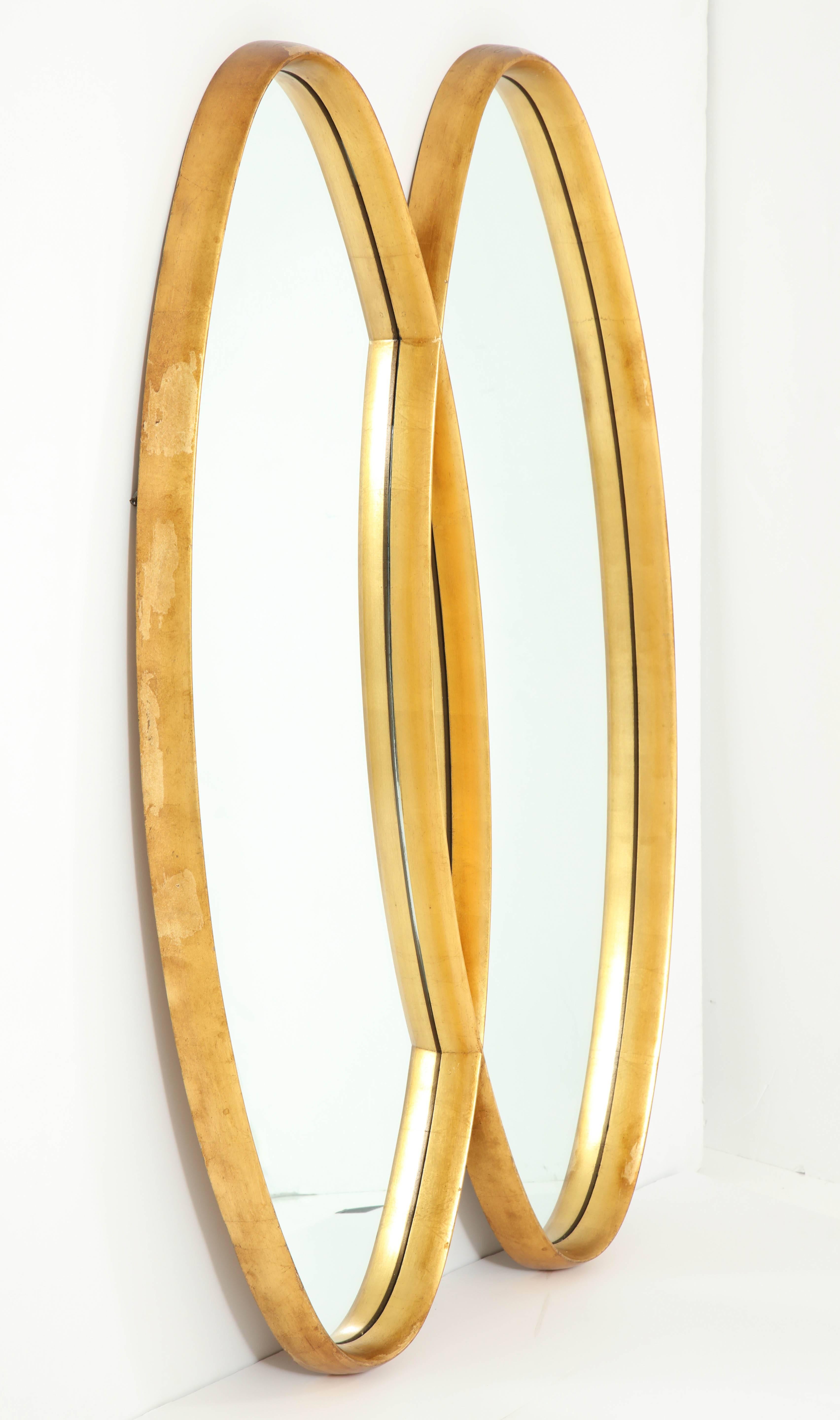 Hand-Crafted Wall Mirror, Gold Leaf, Mid-Century, C 1950